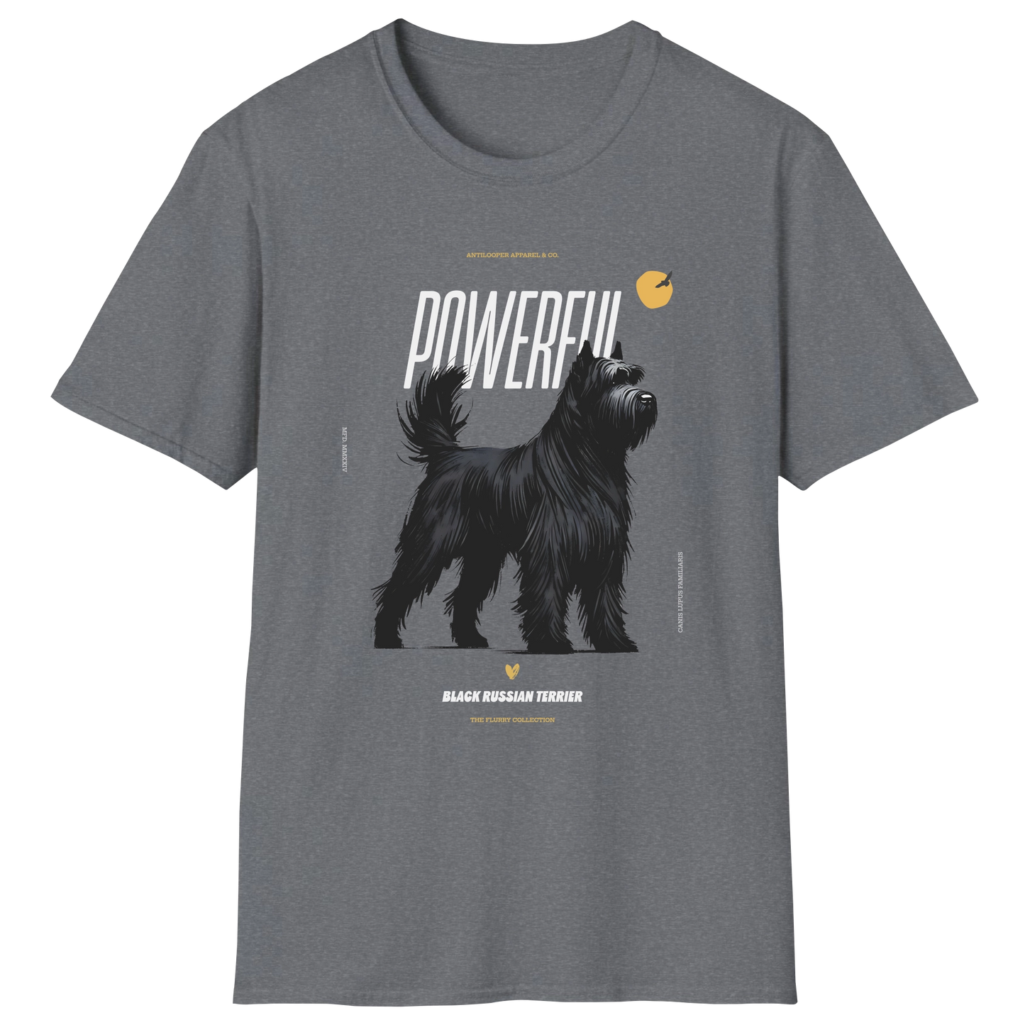 flatlay-flurry-black_russian_terrier-t_shirt-graphite_heather