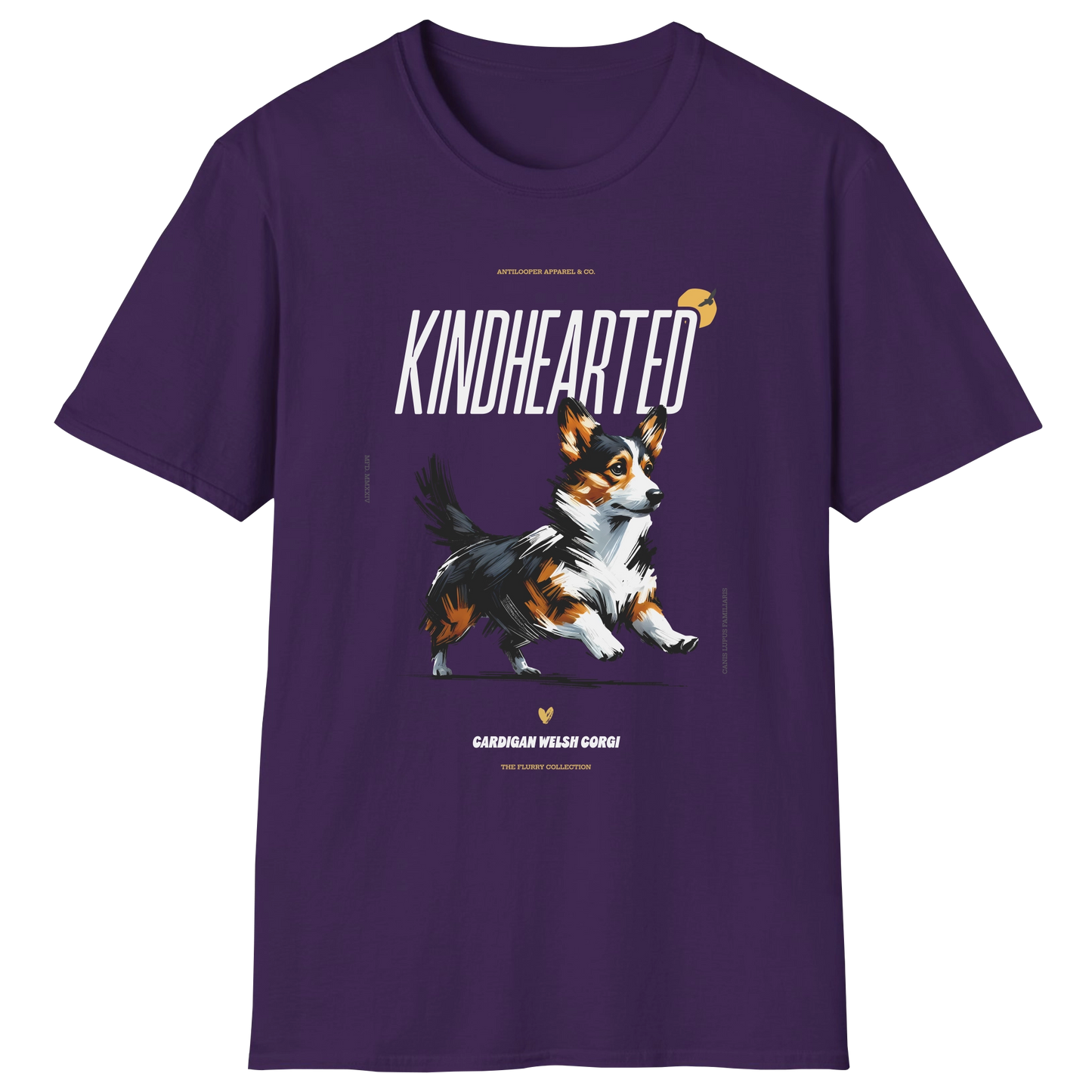 flatlay-flurry-cardigan_welsh_corgi-t_shirt-purple