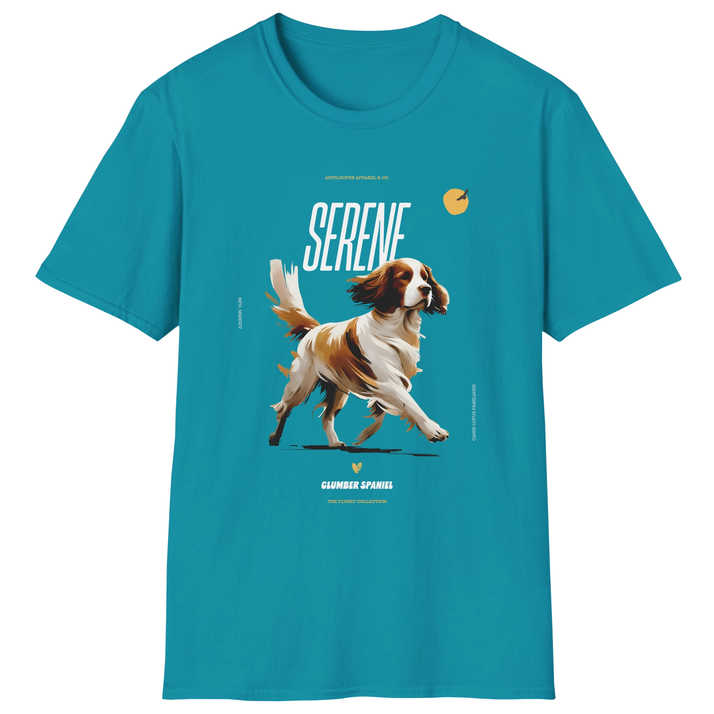flatlay-flurry-clumber_spaniel-t_shirt-tropical_blue