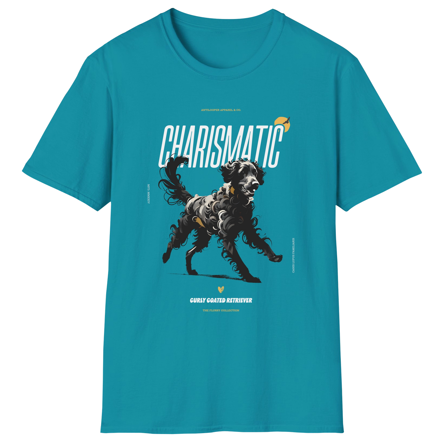 flatlay-flurry-curly_coated_retriever-t_shirt-tropical_blue