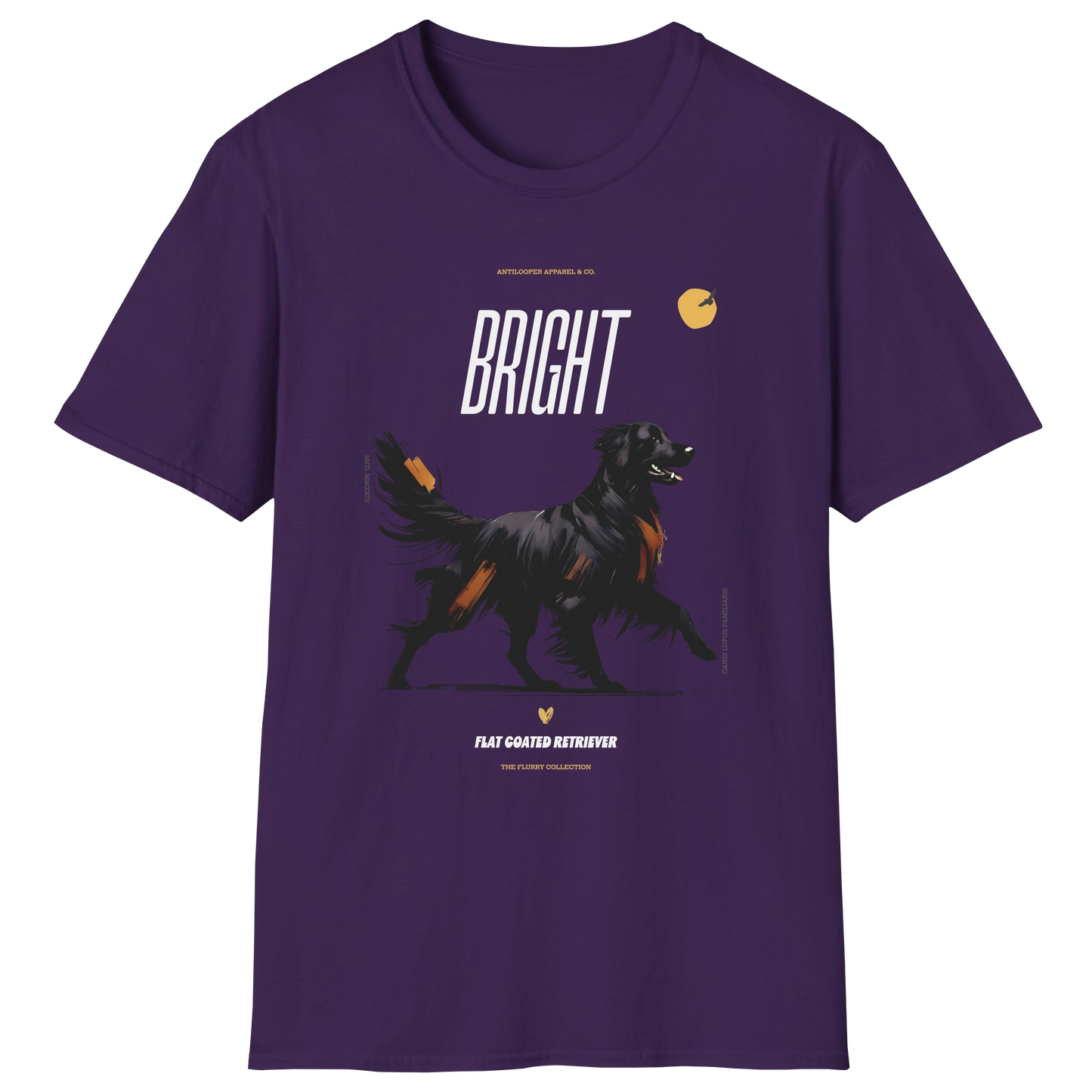flatlay-flurry-flat_coated_retriever-t_shirt-purple