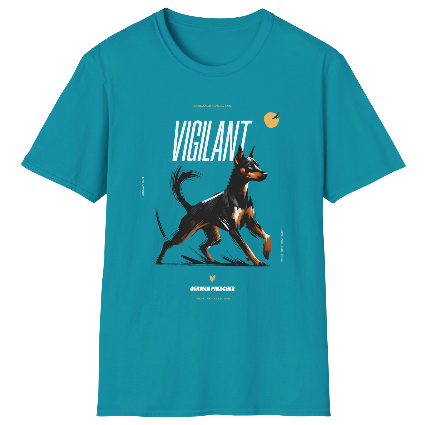 flatlay-flurry-german_pinscher-t_shirt-tropical_blue