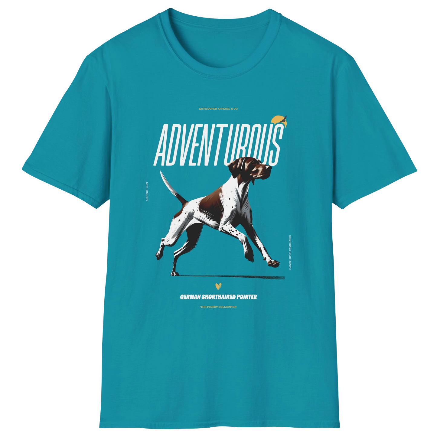 flatlay-flurry-german_shorthaired_pointer-t_shirt-tropical_blue