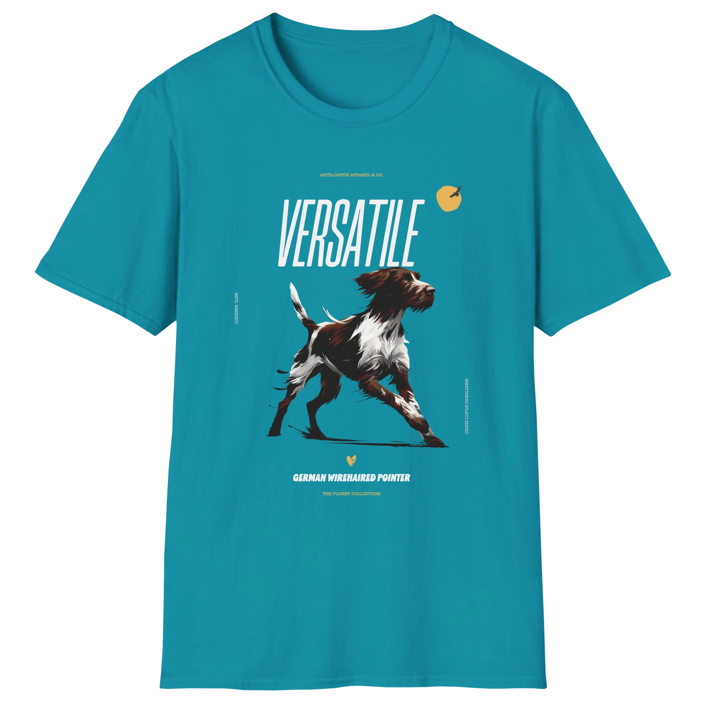 flatlay-flurry-german_wirehaired_pointer-t_shirt-tropical_blue