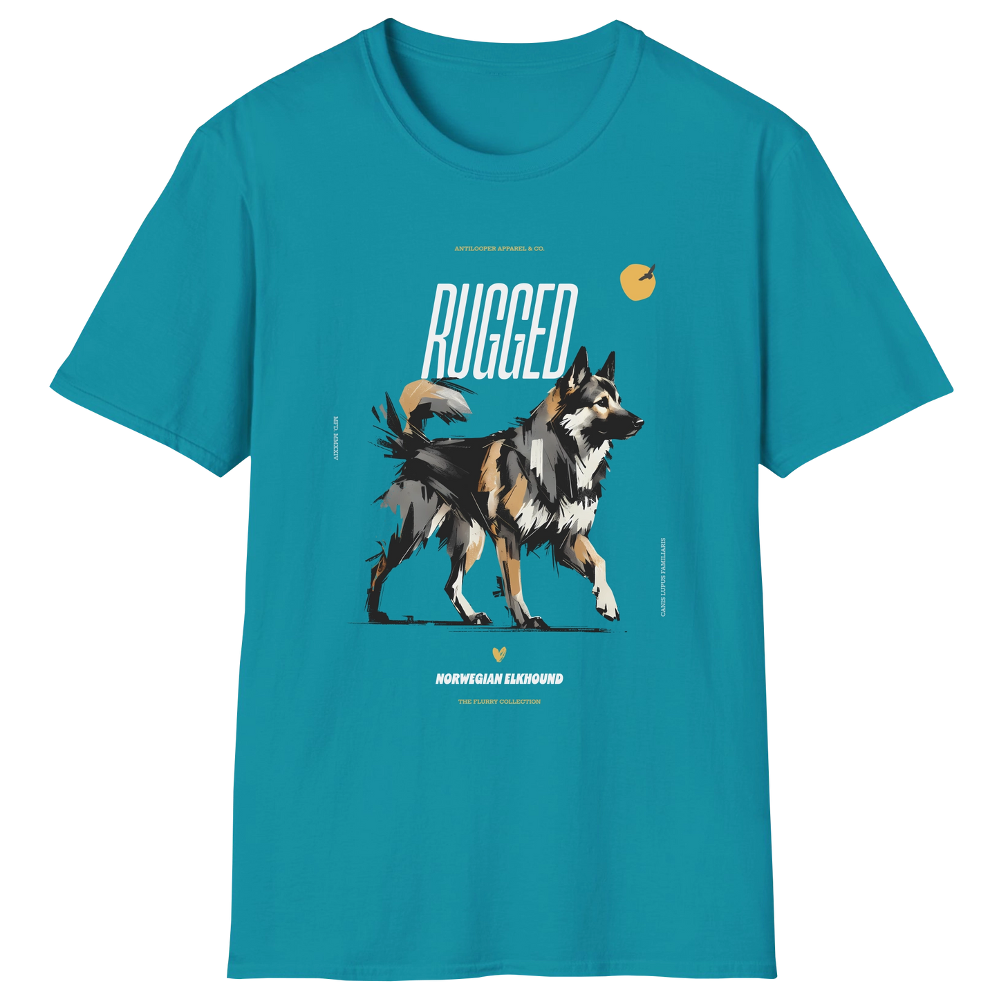 flatlay-flurry-norwegian_elkhound-t_shirt-tropical_blue