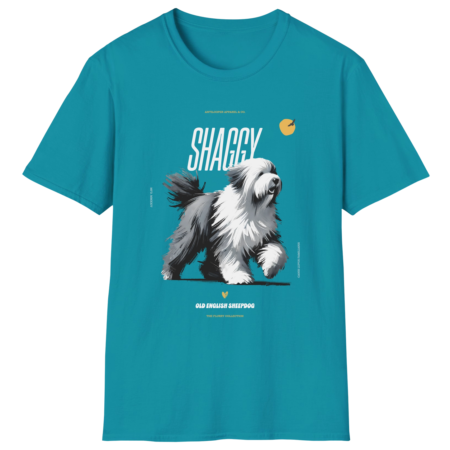 flatlay-flurry-old_english_sheepdog-t_shirt-tropical_blue