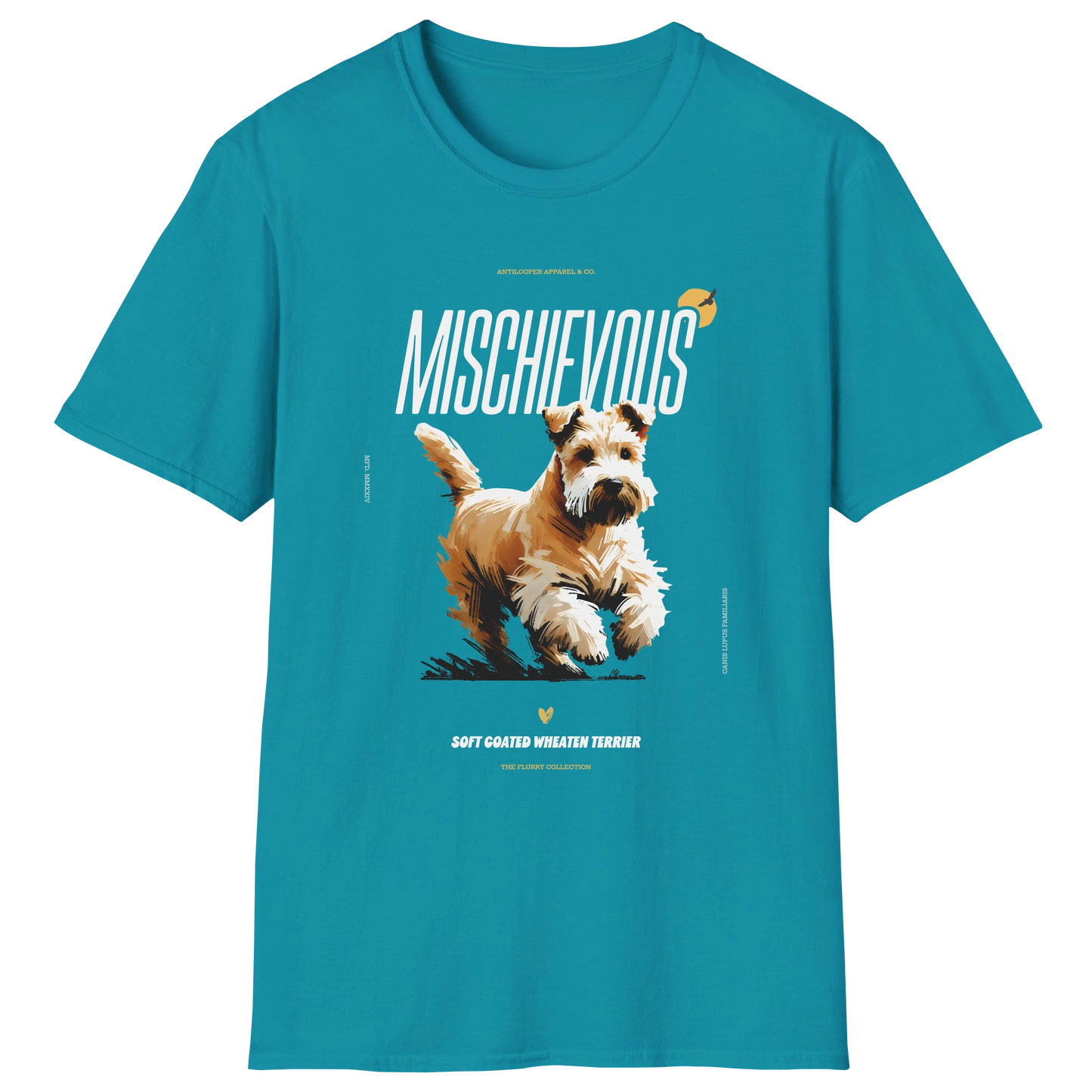 flatlay-flurry-soft_coated_wheaten_terrier-t_shirt-tropical_blue