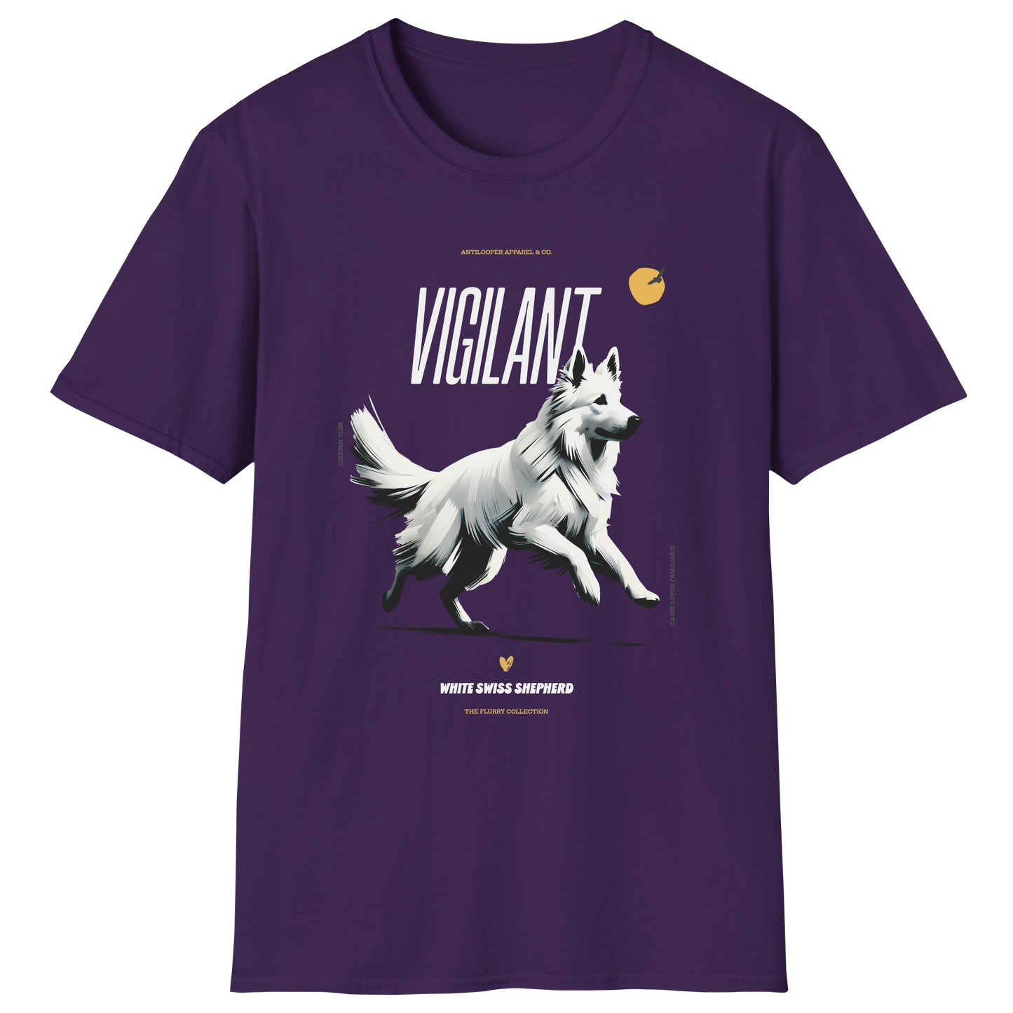 flatlay-flurry-white_swiss_shepherd-t_shirt-purple