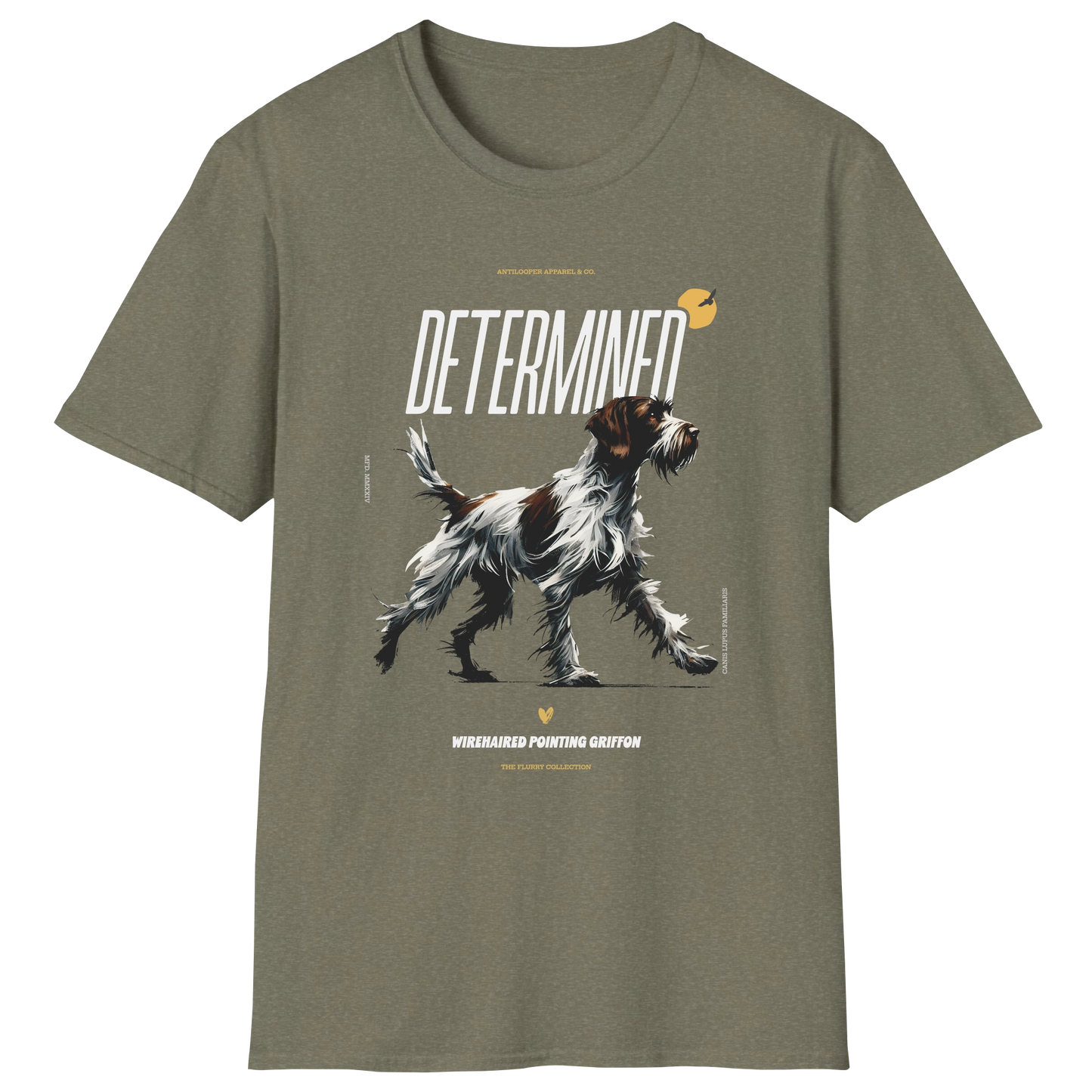 flatlay-flurry-wirehaired_pointing_griffon-t_shirt-heather_military_green