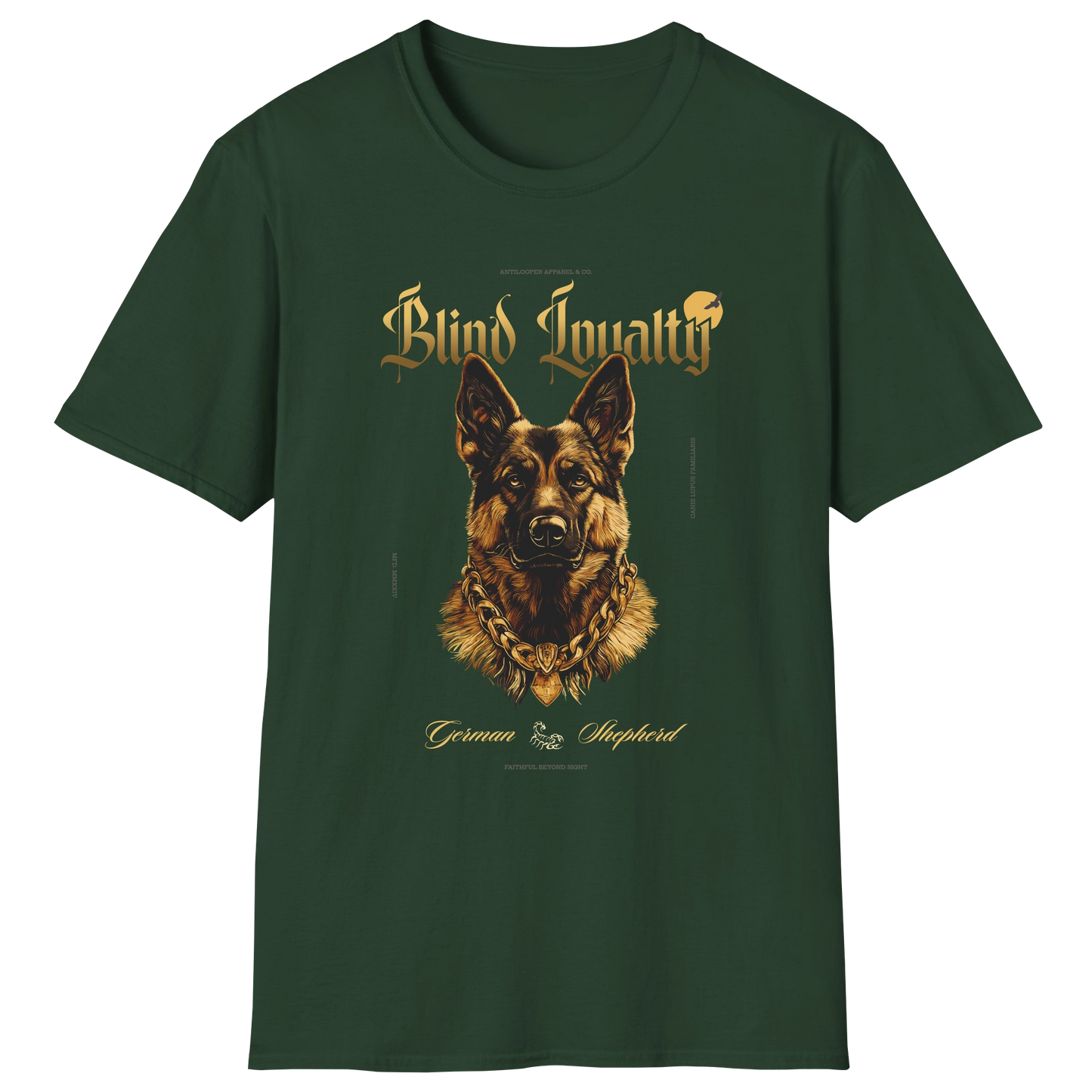 flatlay-german_shepherd-blind_loyalty-t_shirt-forest_green