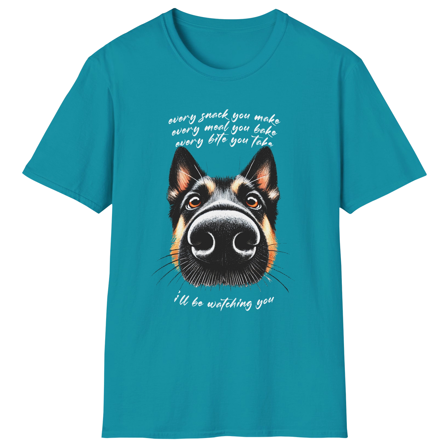 flatlay-german_shepherd-every_snack-t_shirt-tropical_blue