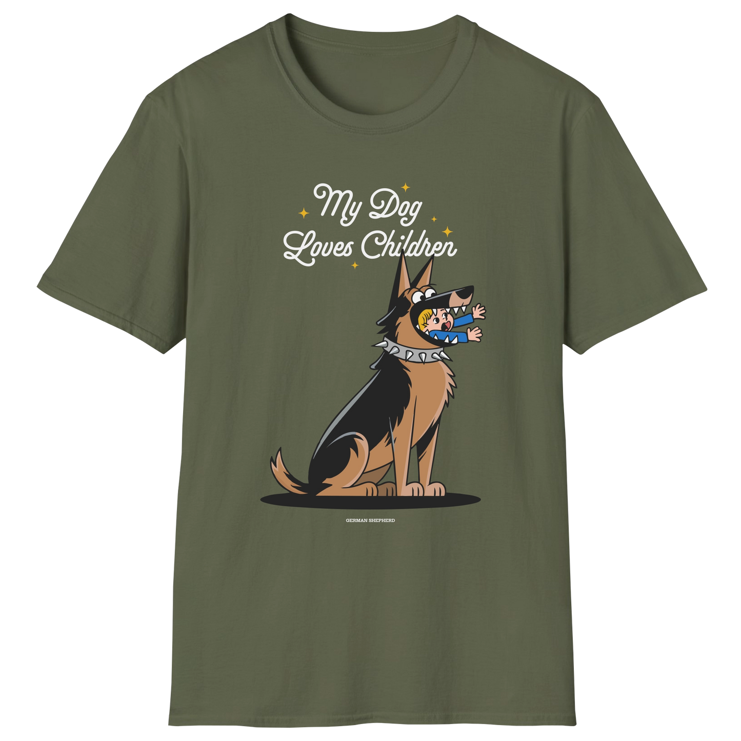 flatlay-german_shepherd-loves_children-t_shirt-military_green