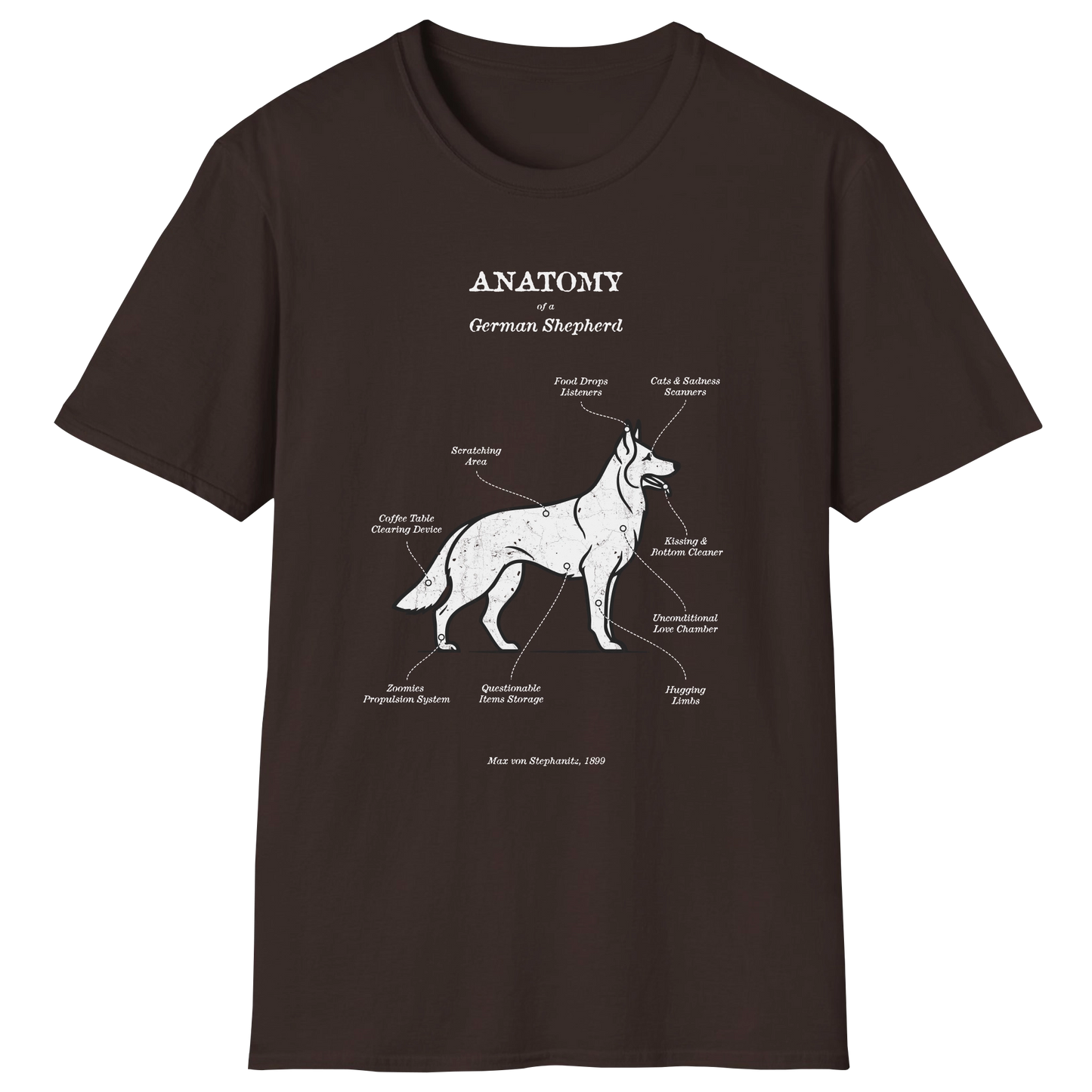 flatlay-german_shepherd-revised_anatomy-t_shirt-dark_chocolate