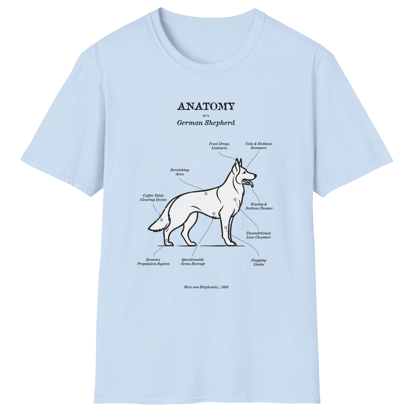 flatlay-german_shepherd-revised_anatomy-t_shirt-light_blue