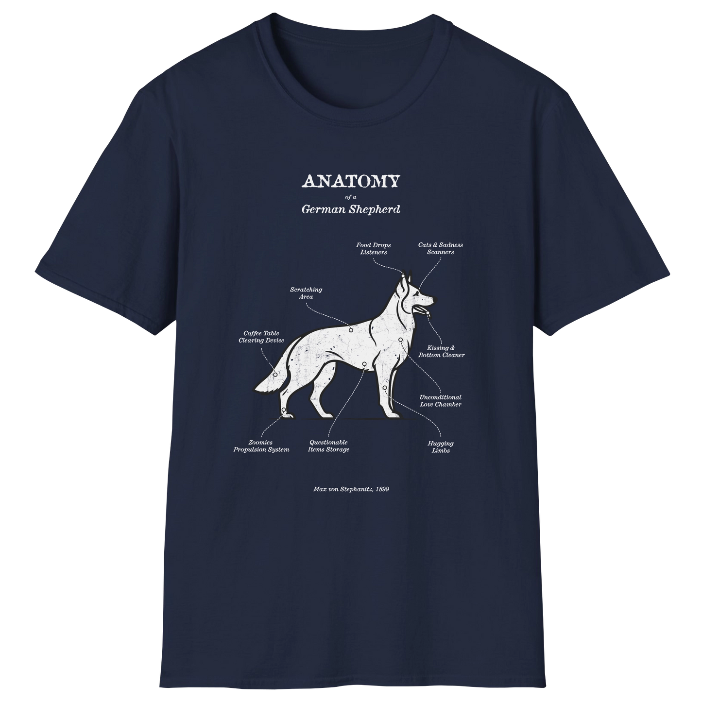 flatlay-german_shepherd-revised_anatomy-t_shirt-navy