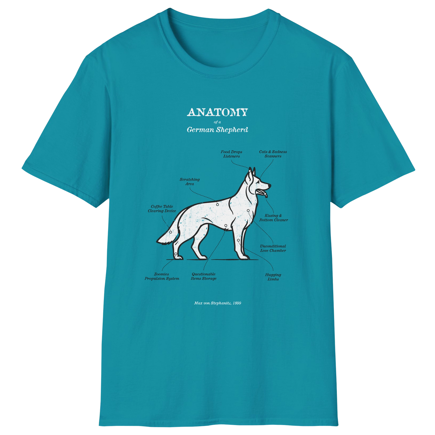 flatlay-german_shepherd-revised_anatomy-t_shirt-tropical_blue