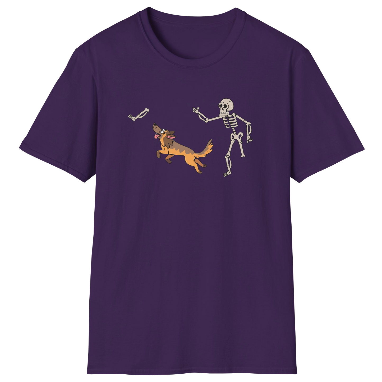 flatlay-german_shepherd-skeleton-t_shirt-purple