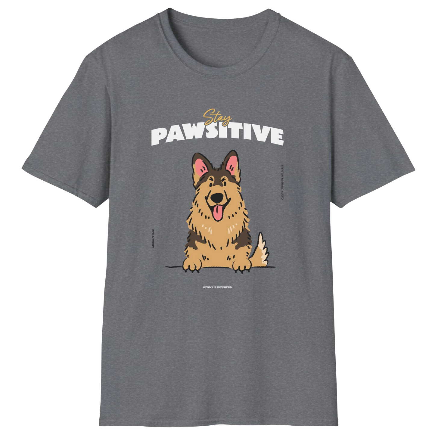 flatlay-german_shepherd-stay_pawsitive-t_shirt-graphite_heather