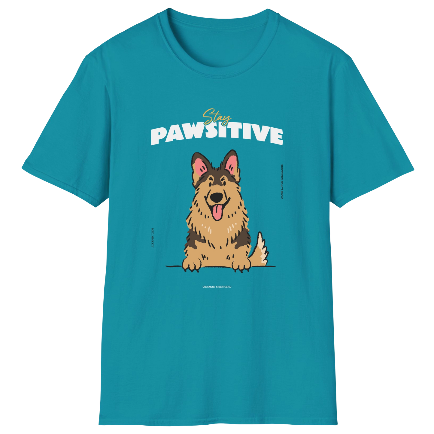 flatlay-german_shepherd-stay_pawsitive-t_shirt-tropical_blue
