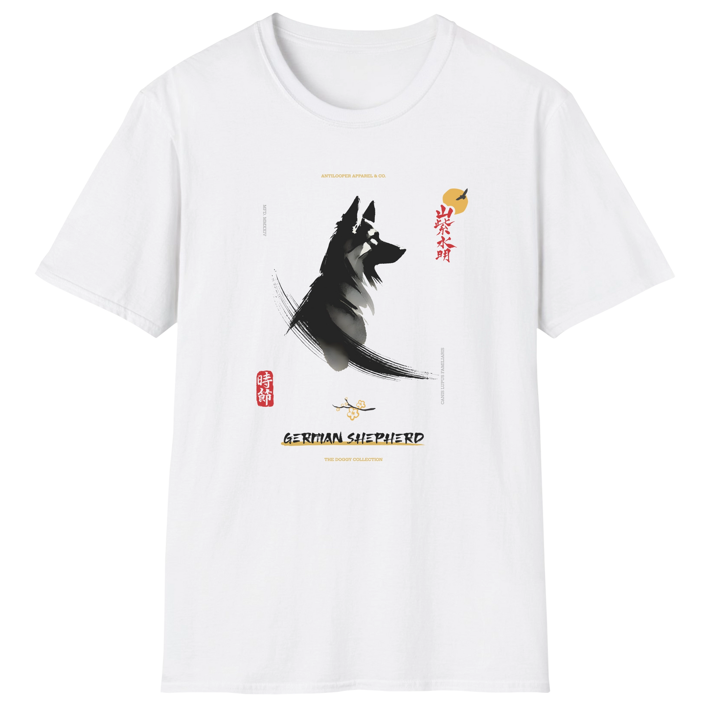 flatlay-german_shepherd-sumi_e-t_shirt-white