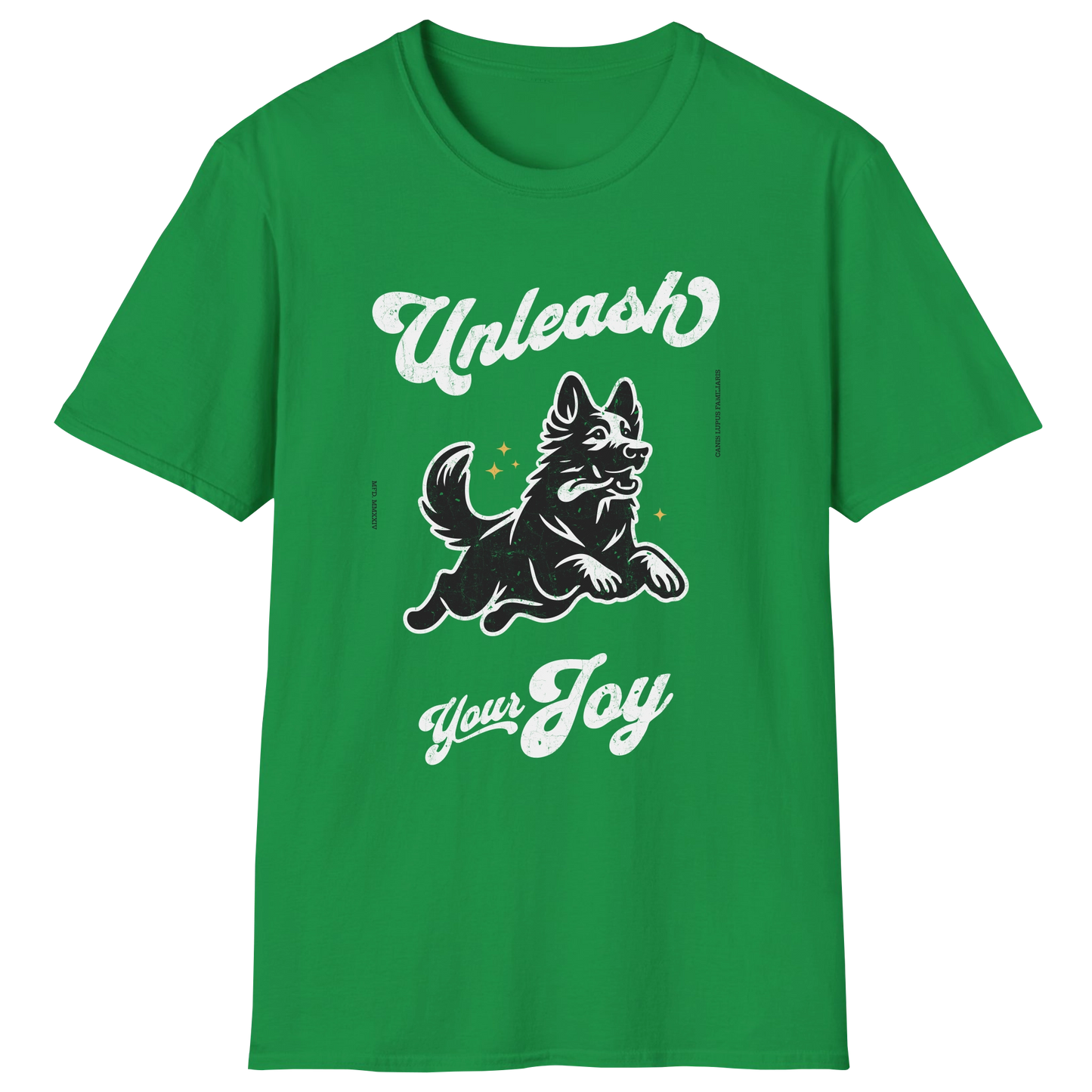 flatlay-german_shepherd-unleash_your_joy-t_shirt-irish_green