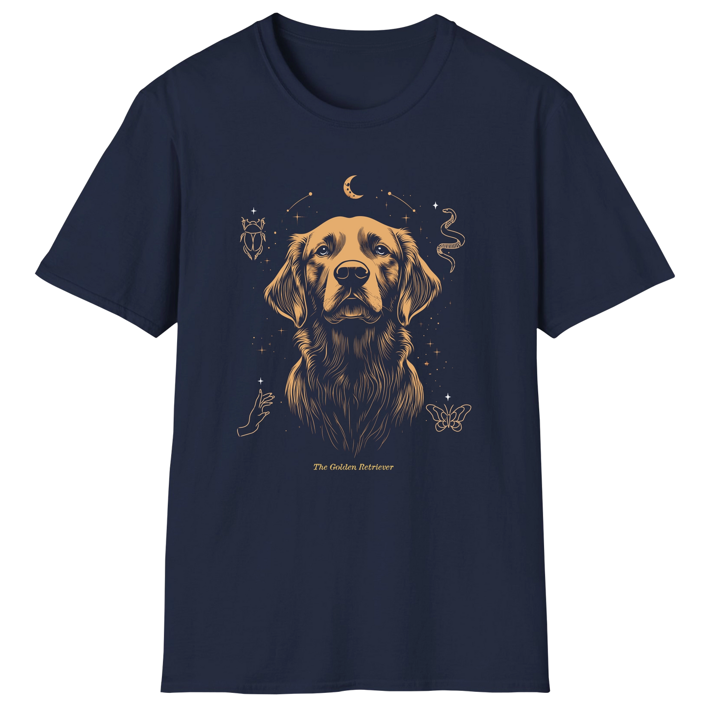 flatlay-golden_retriever-celestial_protector-t_shirt-navy