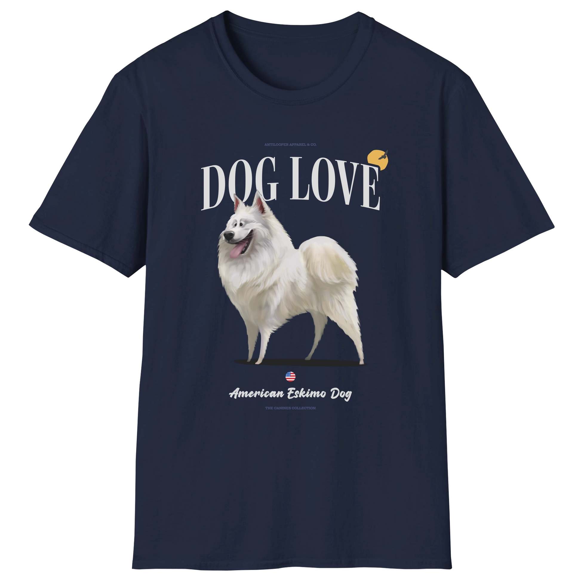 flatlay-canines-american_eskimo_dog-white-dog_love-t_shirt-navy