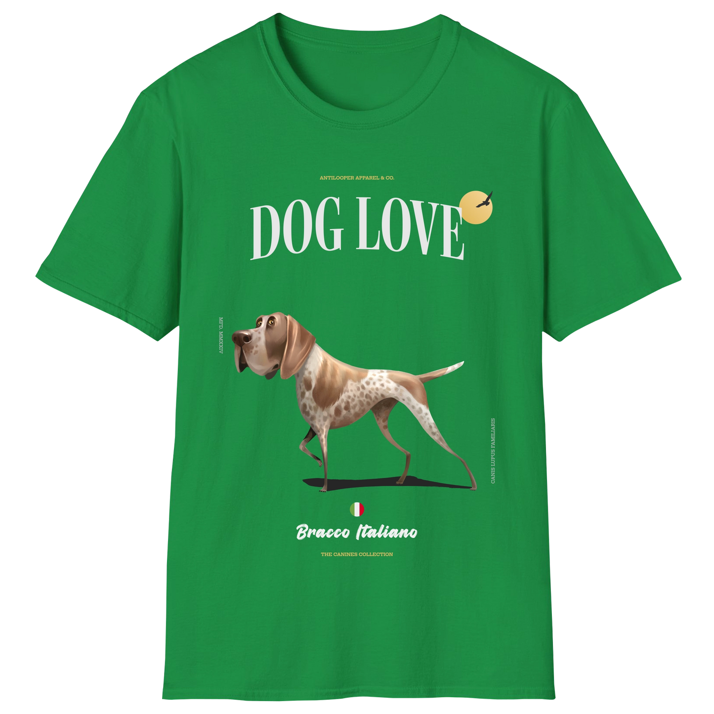 flatlay-canines-bracco_italiano-white_chestnut-irish_green