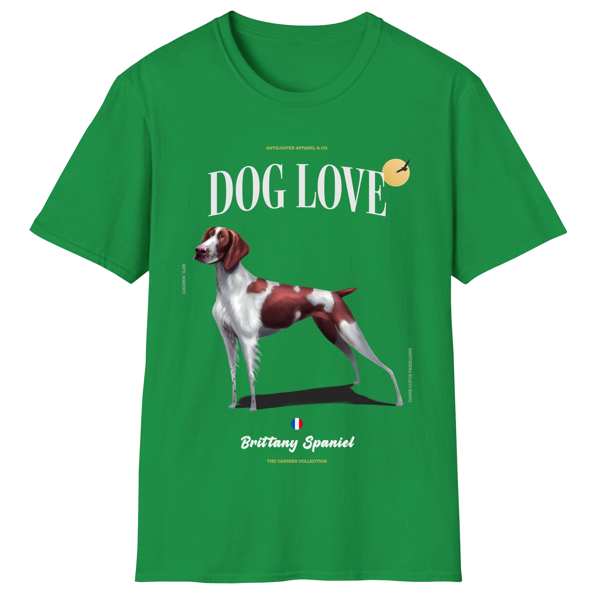 flatlay-canines-brittany_spaniel-liver_white-irish_green