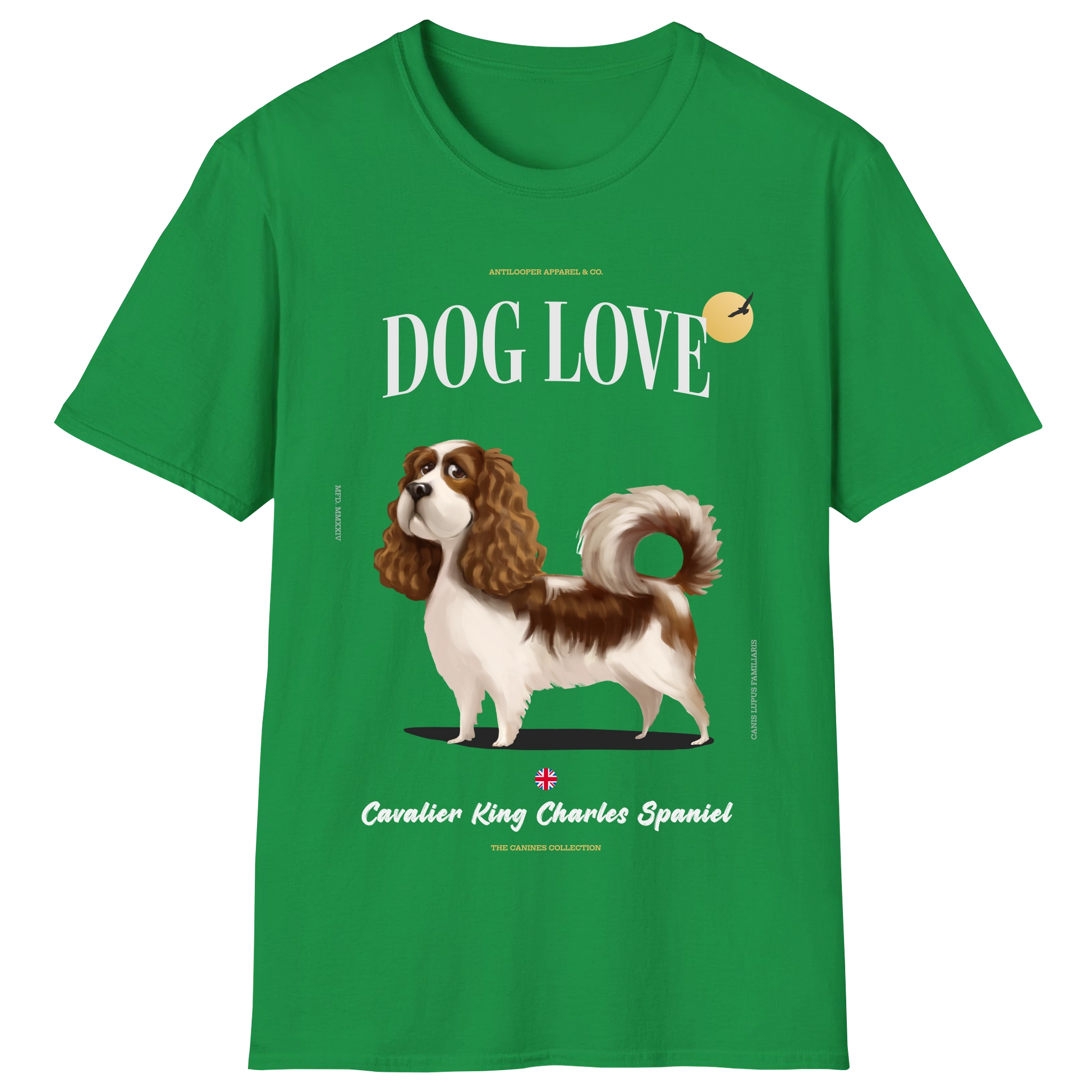 flatlay-canines-cavalier_king_charles_spaniel-blenheim-irish_green