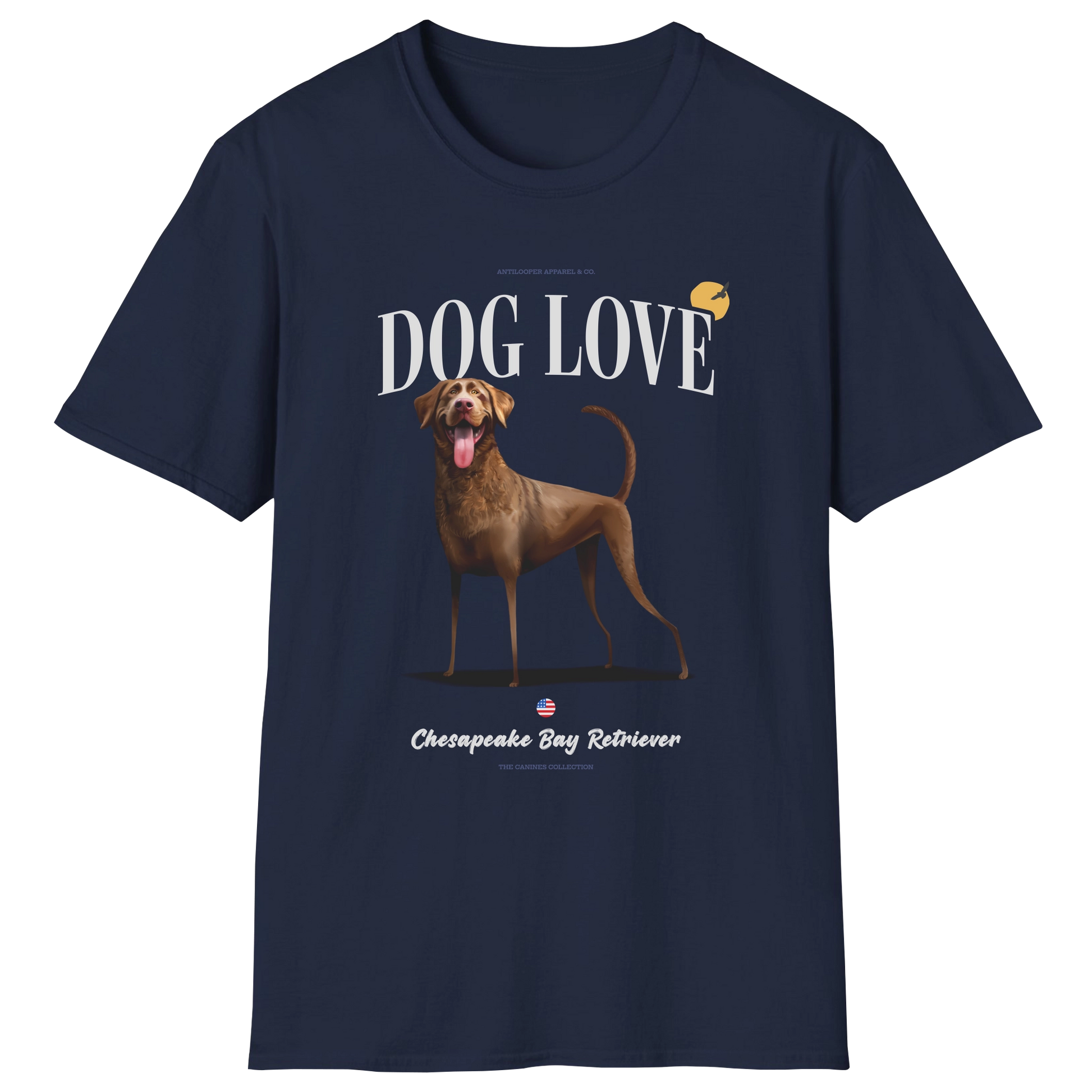 flatlay-canines-chesapeake_bay_retriever-brown-dog_love-t_shirt-navy