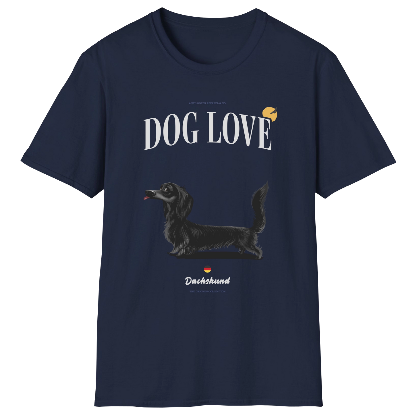 flatlay-canines-dachshund-black-long_haired-dog_love-t_shirt-navy