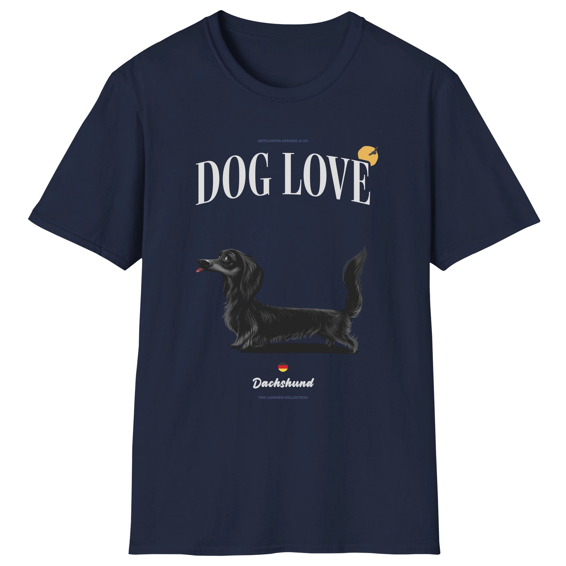 flatlay-canines-dachshund-black-long_haired-dog_love-t_shirt-navy