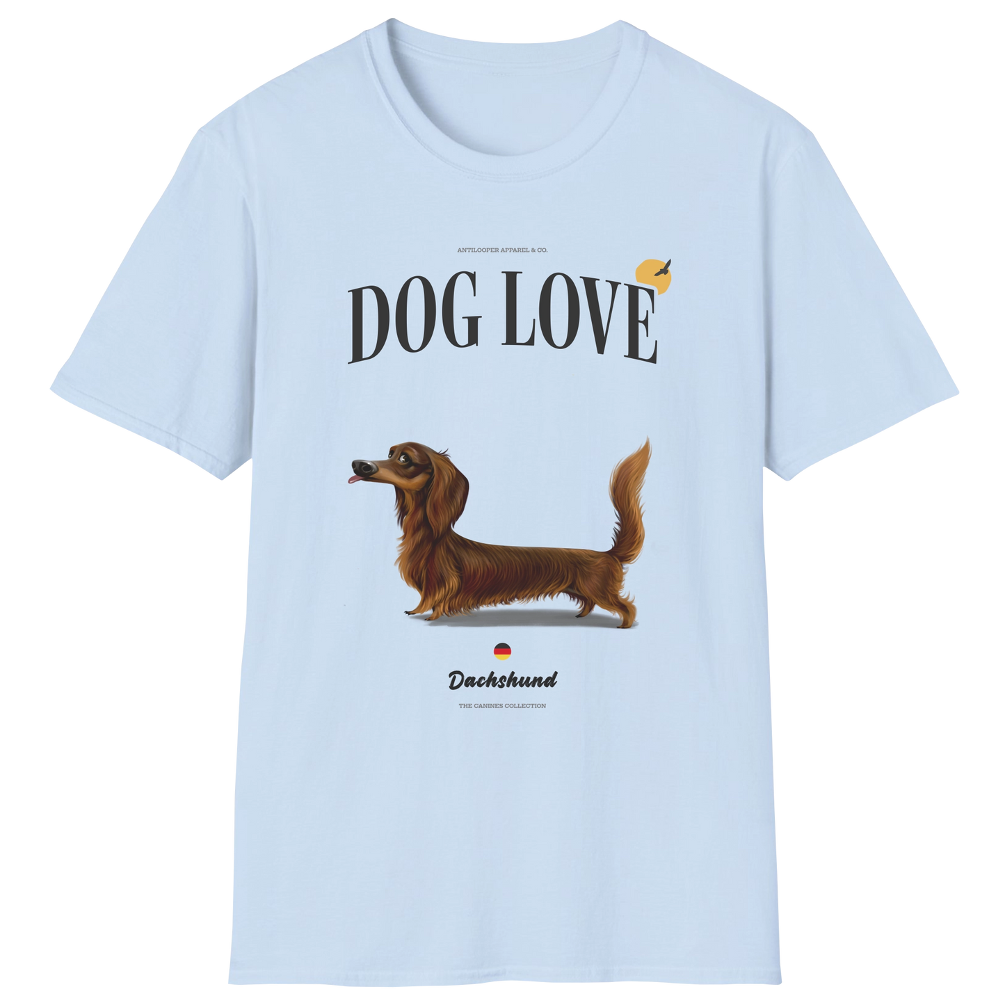 flatlay-canines-dachshund-brown-long_haired-dog_love-t_shirt-light_blue