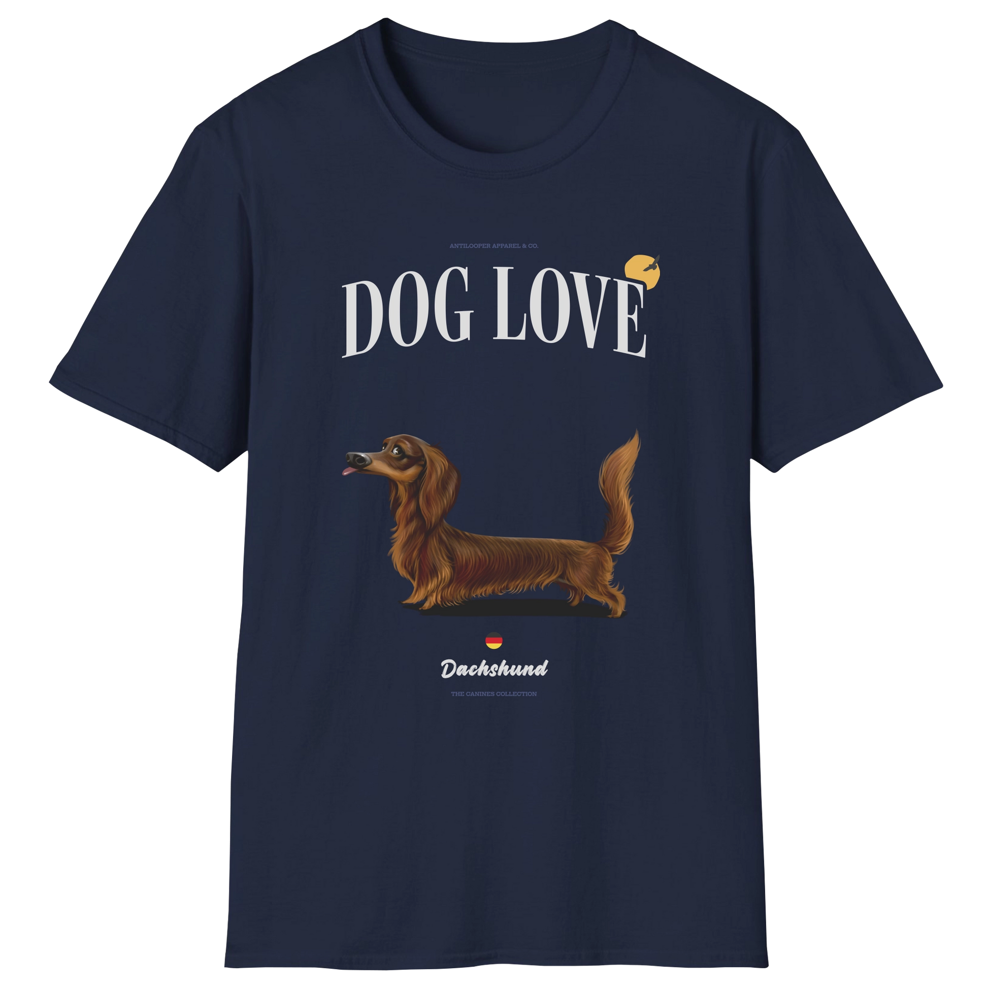 flatlay-canines-dachshund-brown-long_haired-dog_love-t_shirt-navy