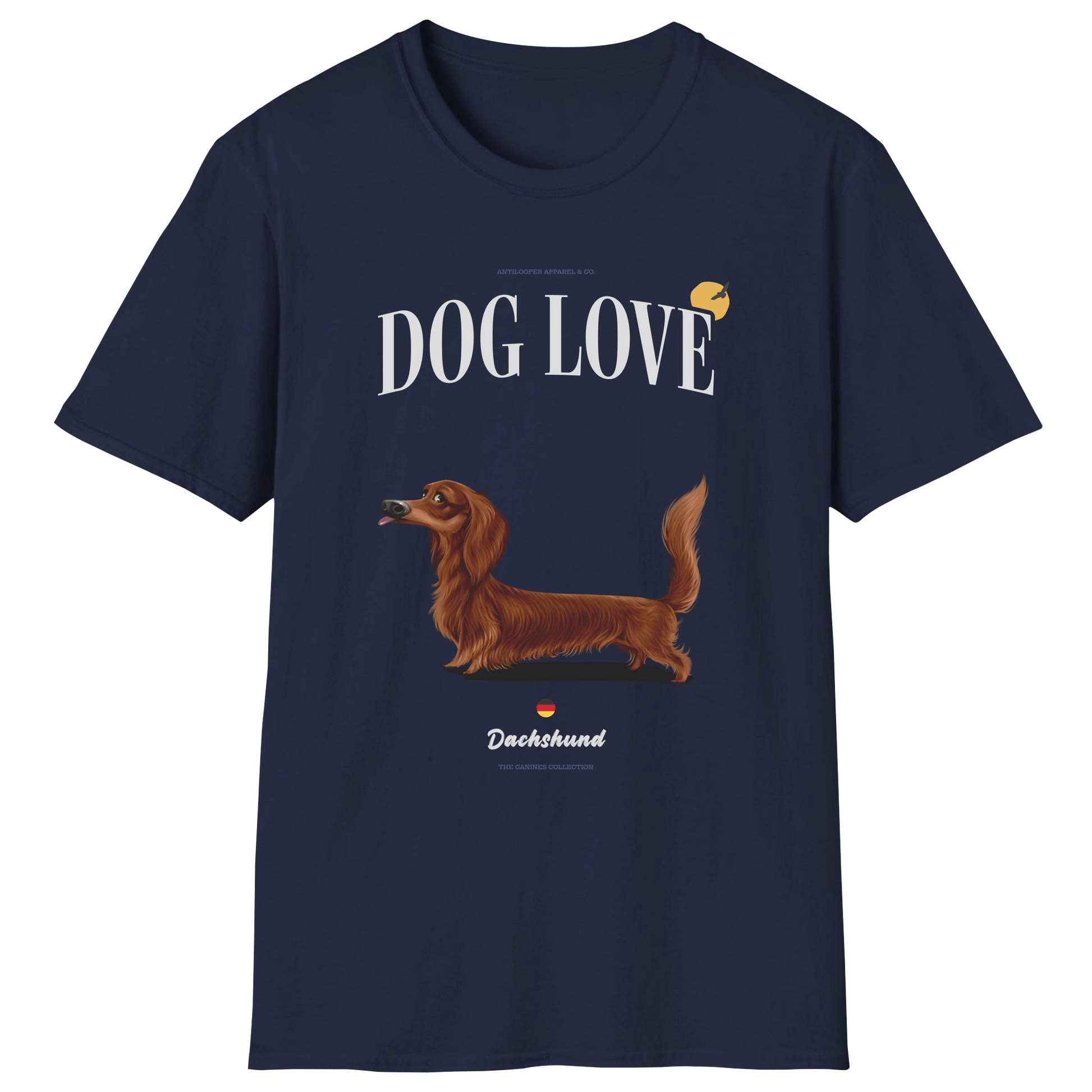 flatlay-canines-dachshund-red-long_haired-dog_love-t_shirt-navy
