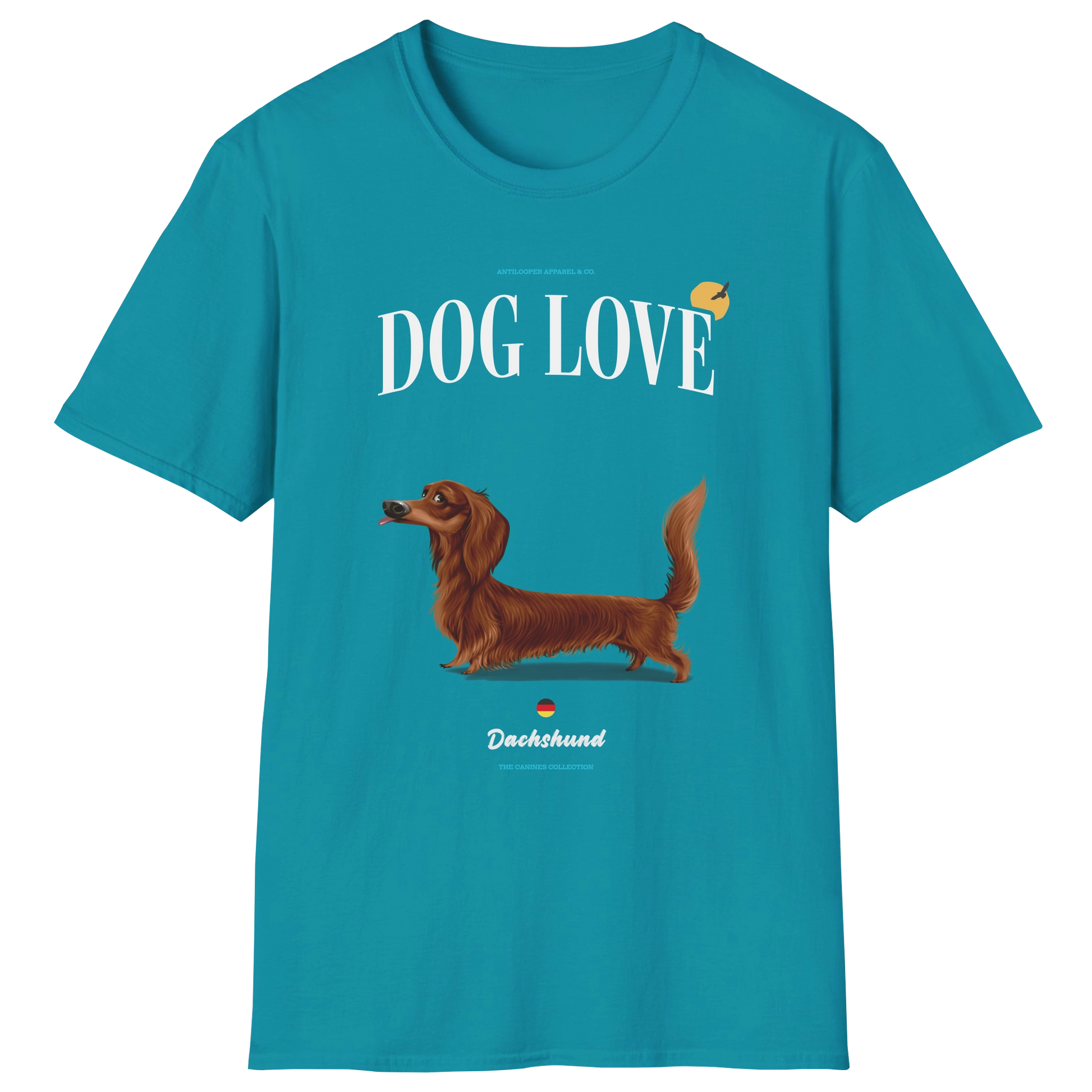 flatlay-canines-dachshund-red-long_haired-dog_love-t_shirt-tropical_blue