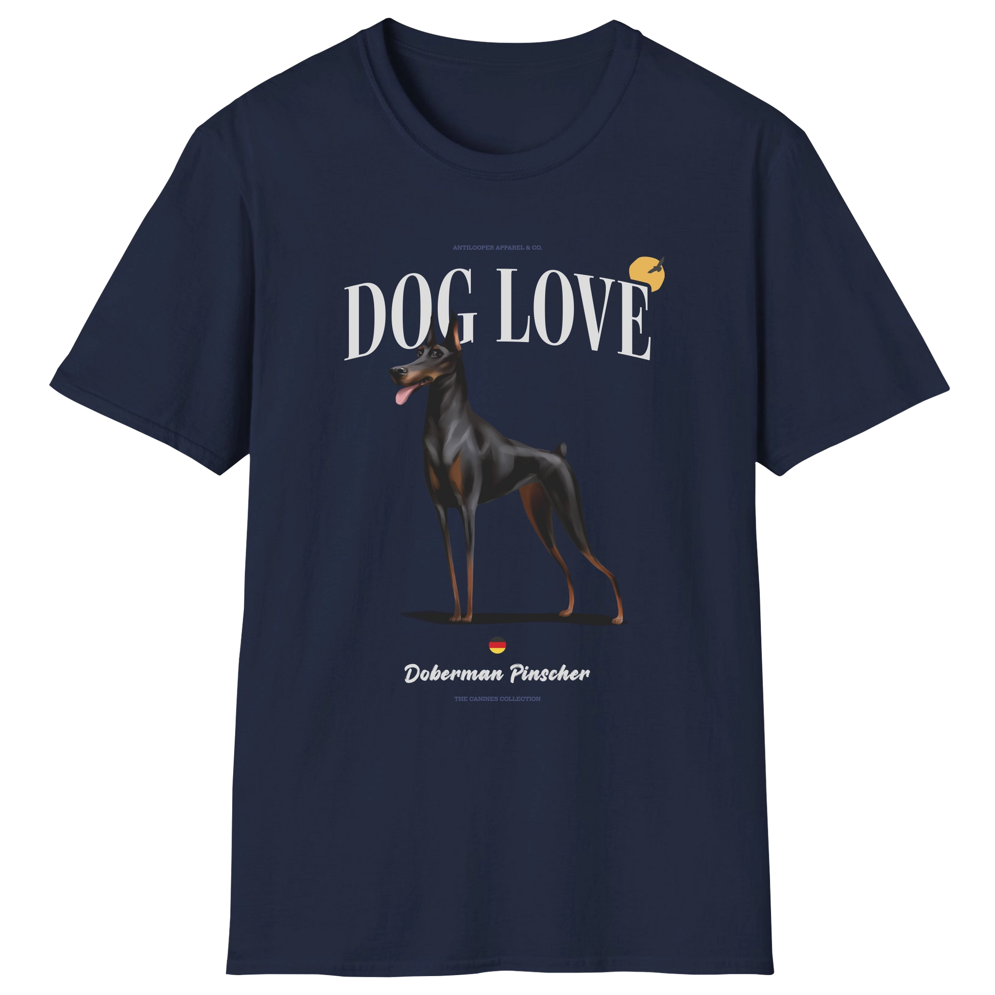 flatlay-canines-doberman_pinscher-black_rust-dog_love-t_shirt-navy