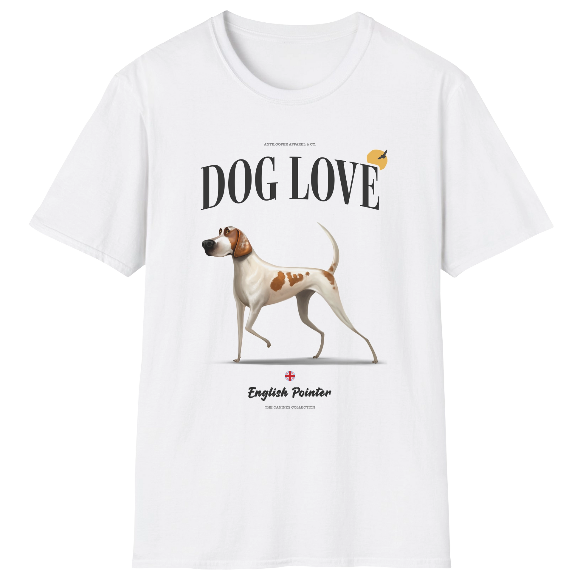 flatlay-canines-english_pointer-orange_white-dog_love-t_shirt-white
