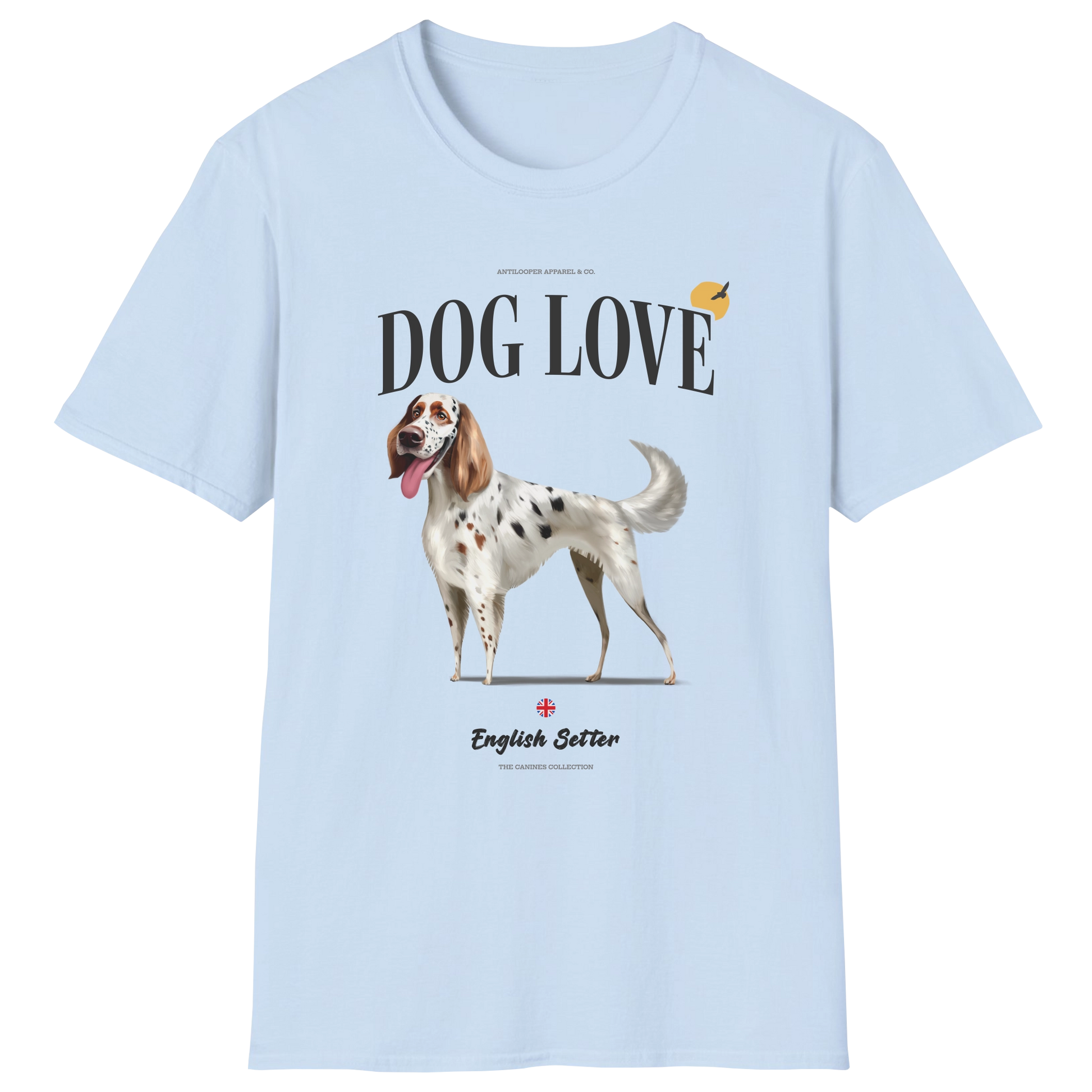 flatlay-canines-english_setter-blue_belton_tan-dog_love-t_shirt-light_blue