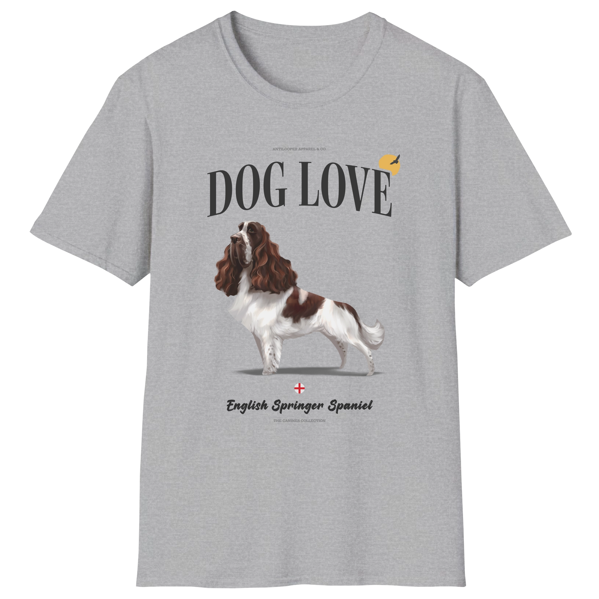 flatlay-canines-english_springer_spaniel-white_liver-dog_love-t_shirt-sport_grey