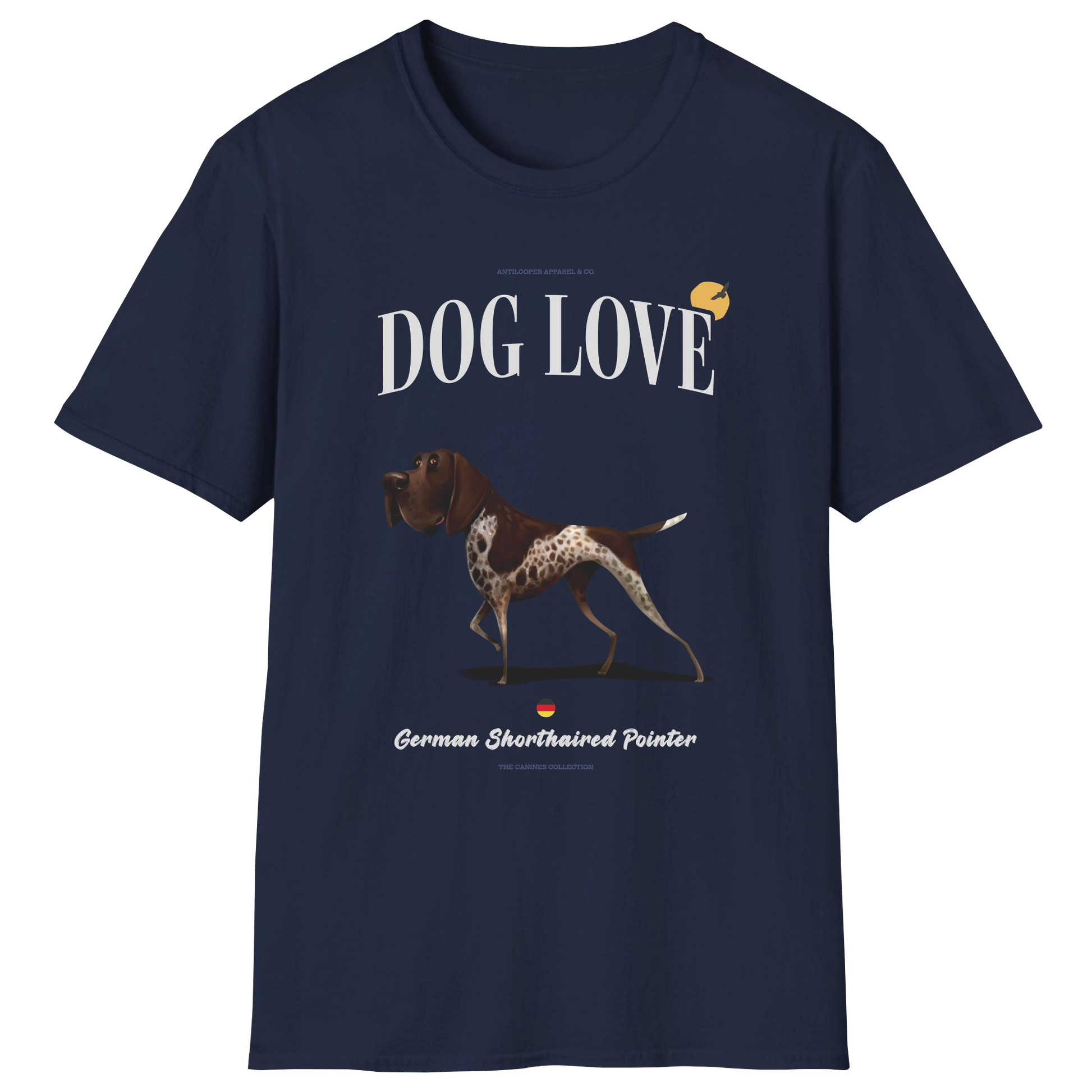 flatlay-canines-german_shorthaired_pointer-white_liver-dog_love-t_shirt-navy