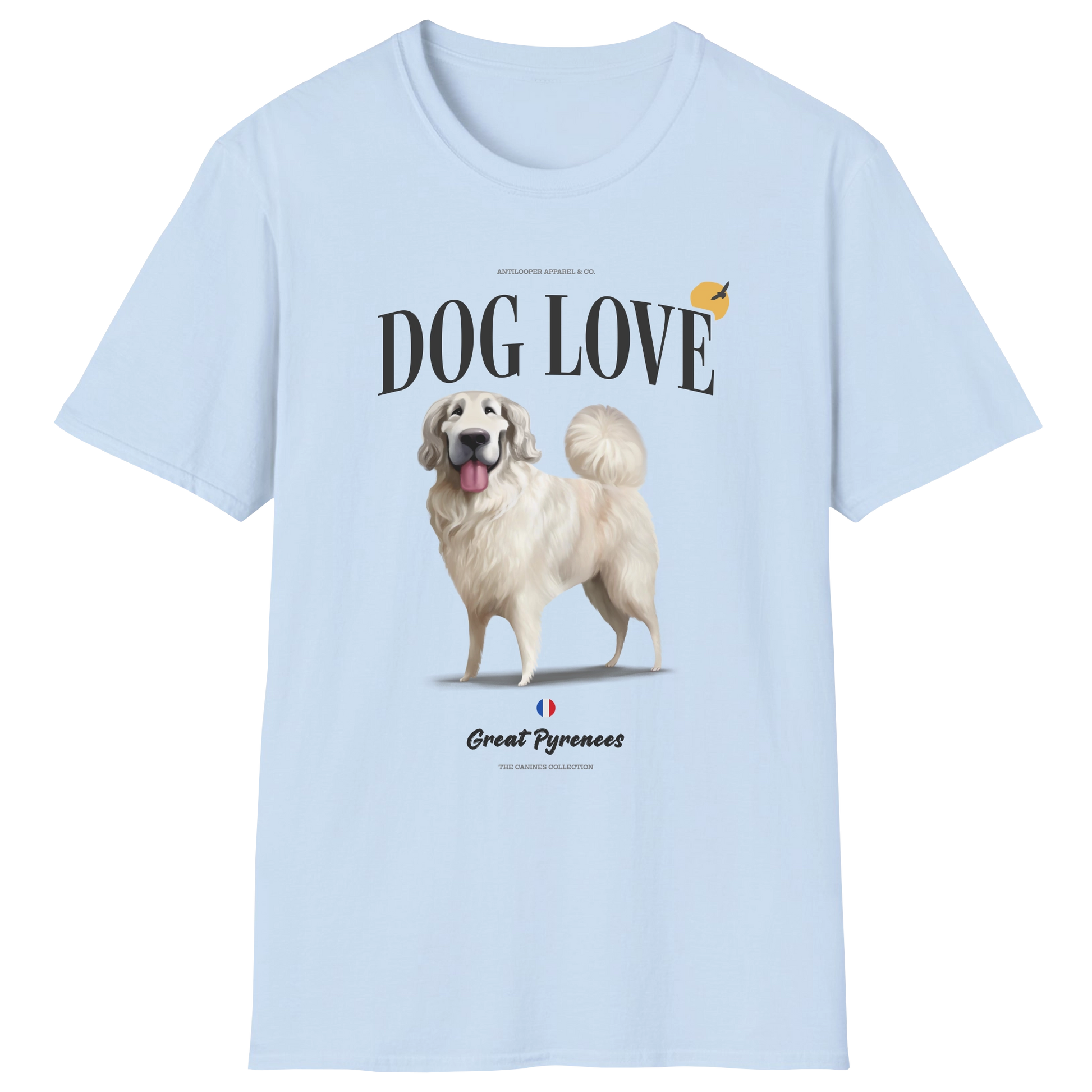flatlay-canines-great_pyrenees-white-dog_love-t_shirt-light_blue