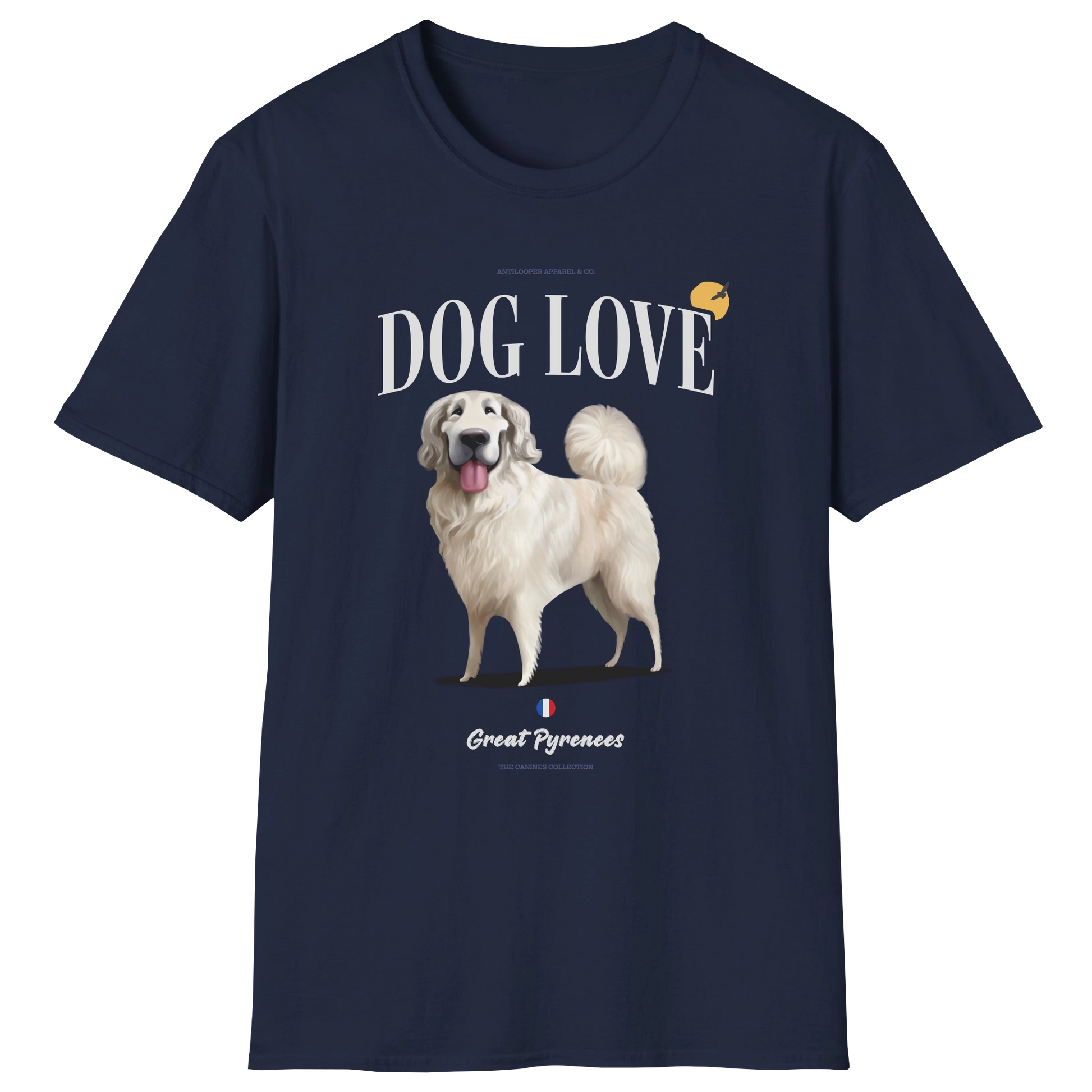 flatlay-canines-great_pyrenees-white-dog_love-t_shirt-navy