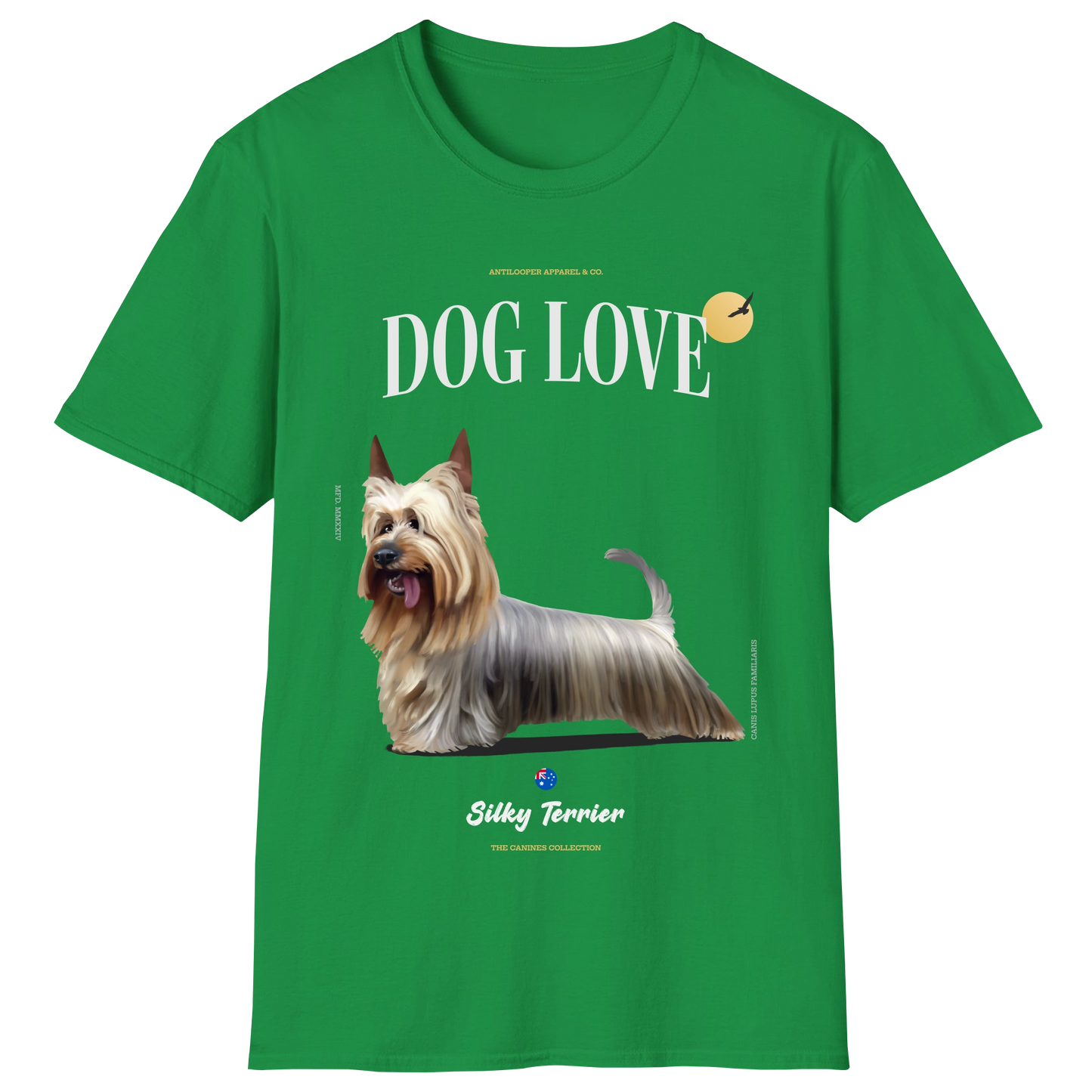 flatlay-canines-silky_terrier-silver_tan-irish_green