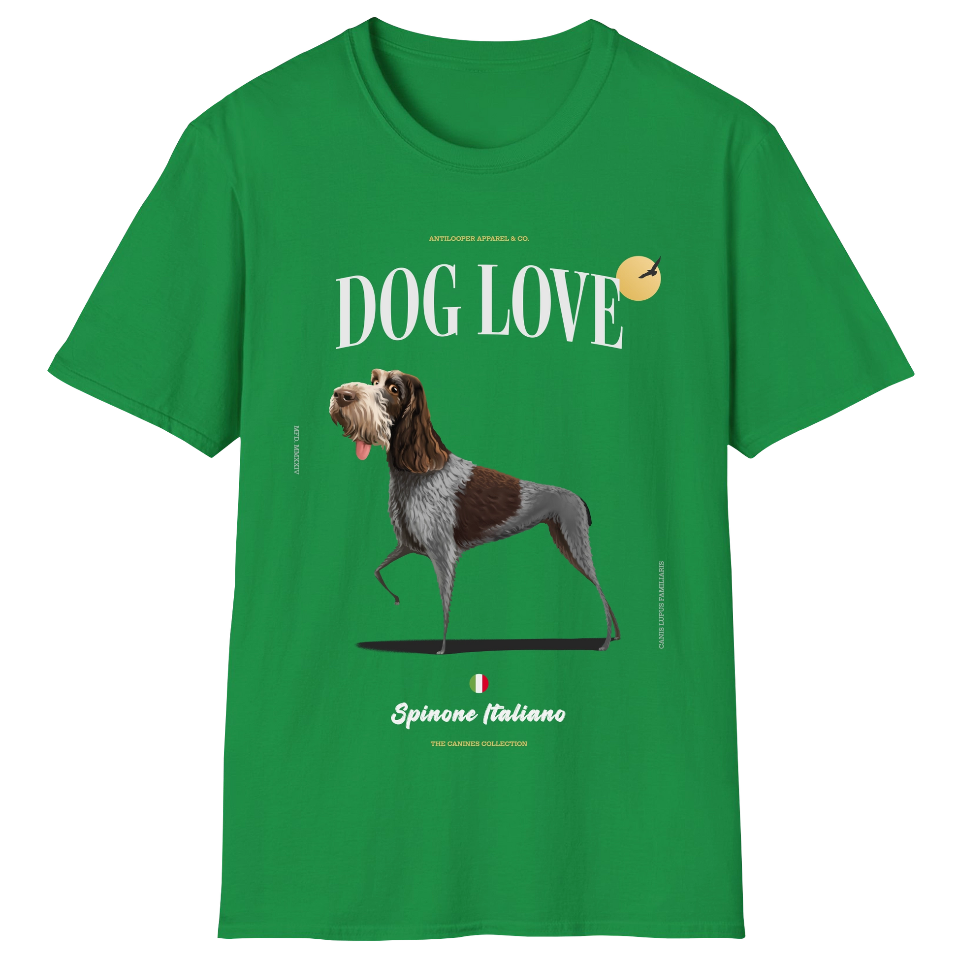 flatlay-canines-spinone_italiano-brown_roan-irish_green