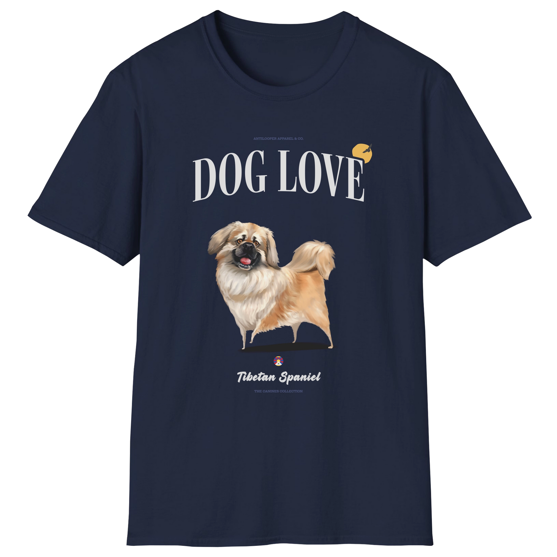 flatlay-canines-tibetan_spaniel-gold-dog_love-t_shirt-navy