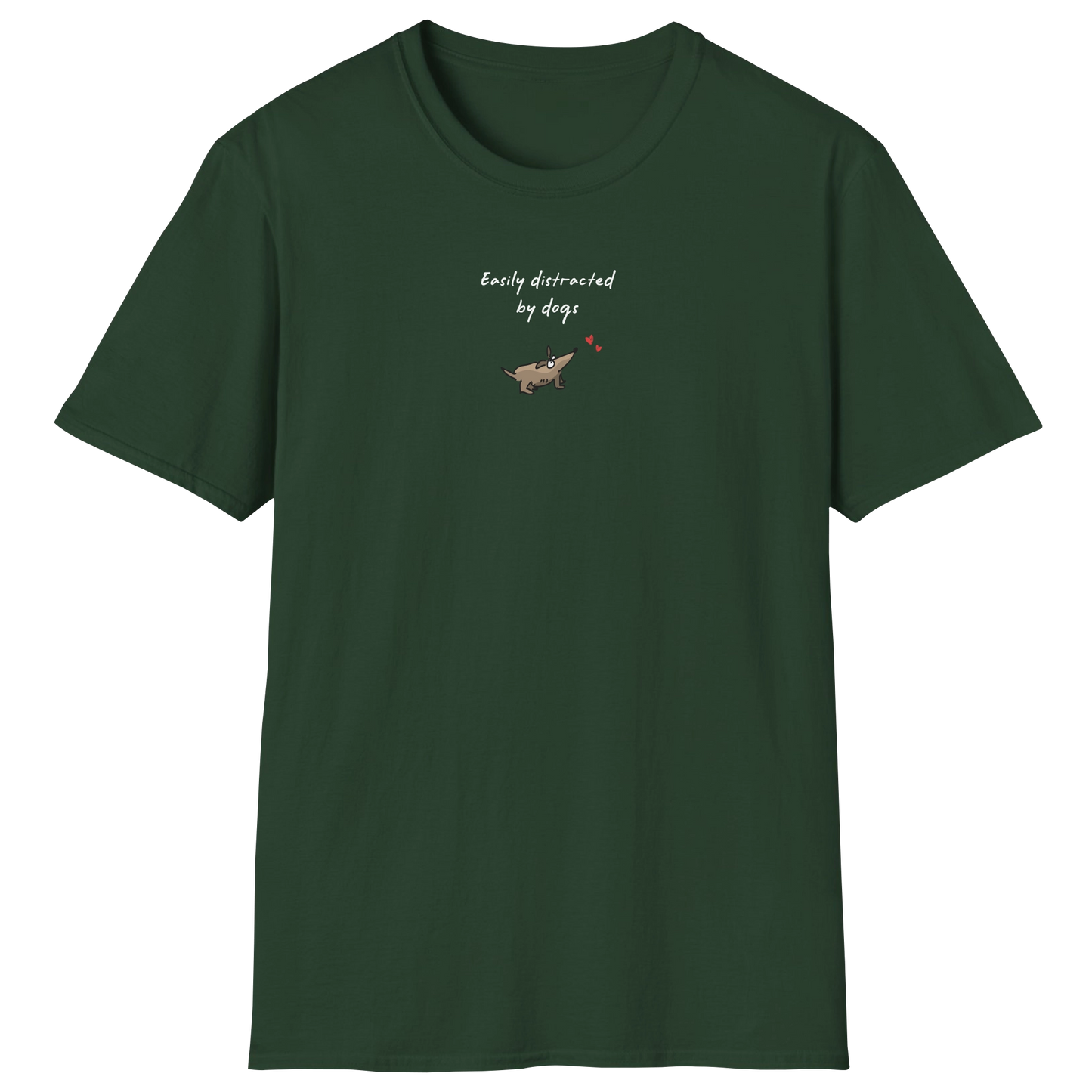 flatlay-dog_lover-mutt-easily_distracted_by_dogs_ver_a-t_shirt-forest_green