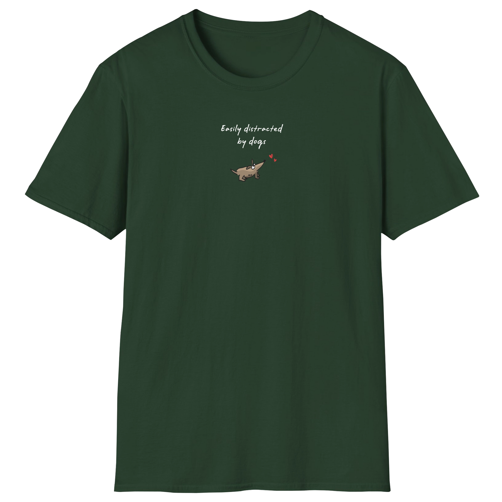 flatlay-dog_lover-mutt-easily_distracted_by_dogs_ver_a-t_shirt-forest_green