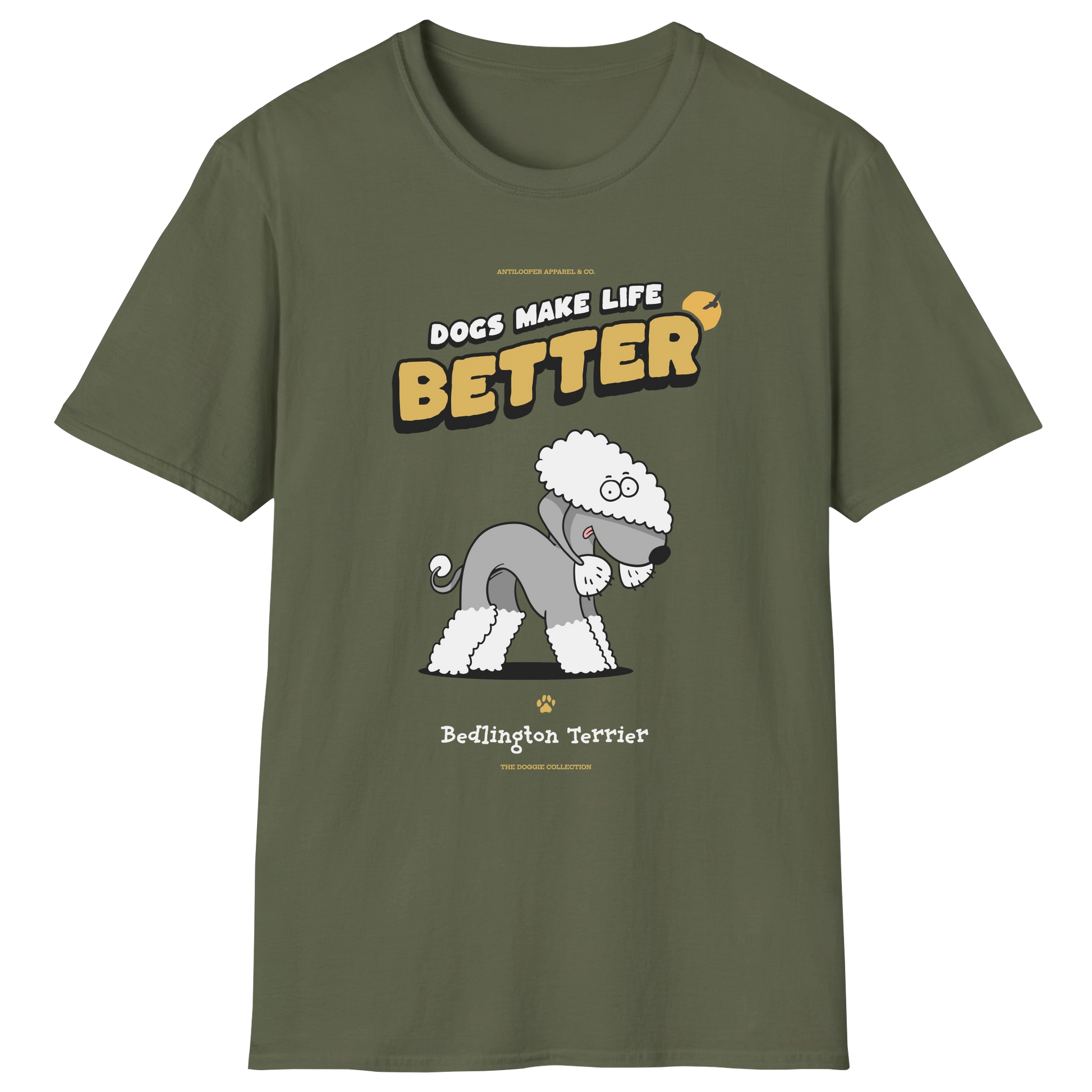 flatlay-doggie-bedlington_terrier-t_shirt-military_green